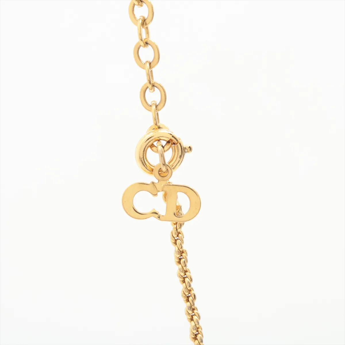 CD Logo Necklace GP x Rhinestone Gold — view 3