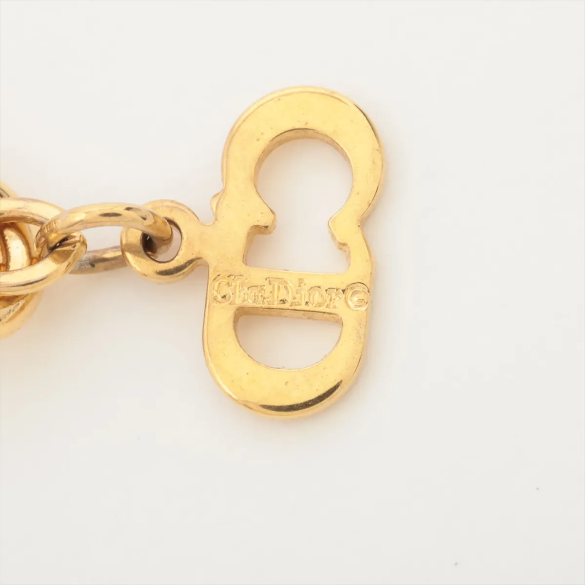 CD Logo Necklace GP x Rhinestone Gold — view 4