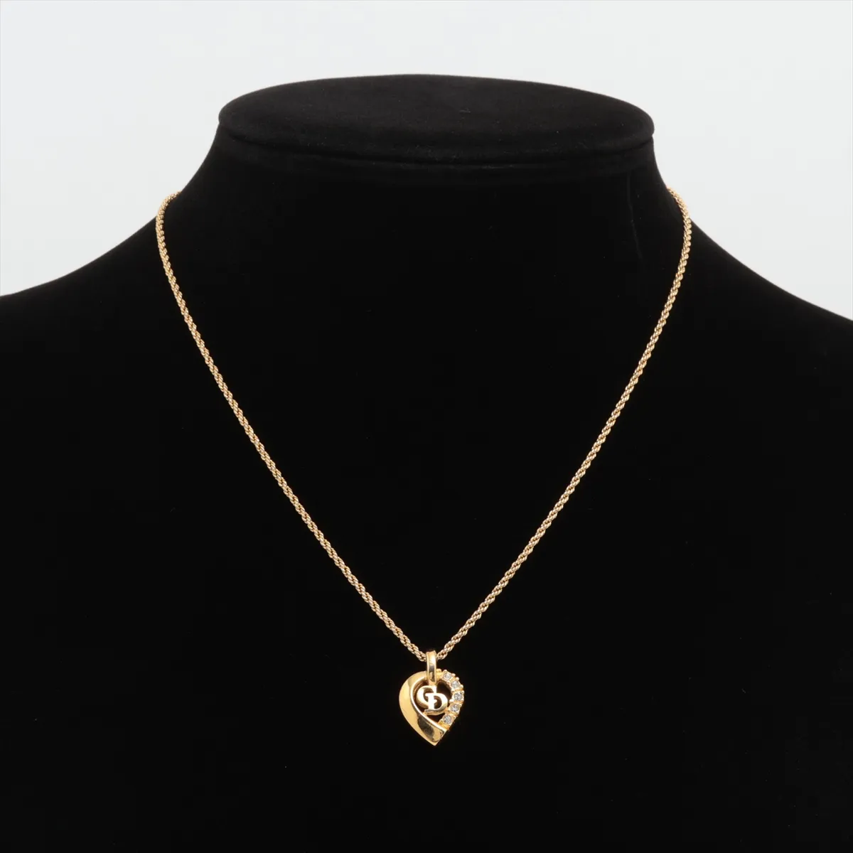 CD Logo Necklace GP x Rhinestone Gold — view 5