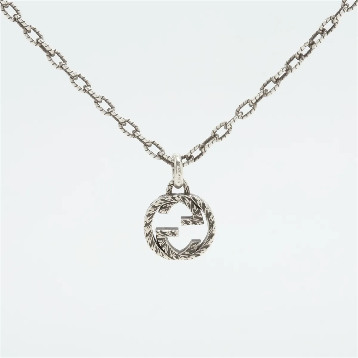 Interlocking G Arabesque Necklace, 925 Sterling Silver, 17.6g. Shows signs of wear, — view 2