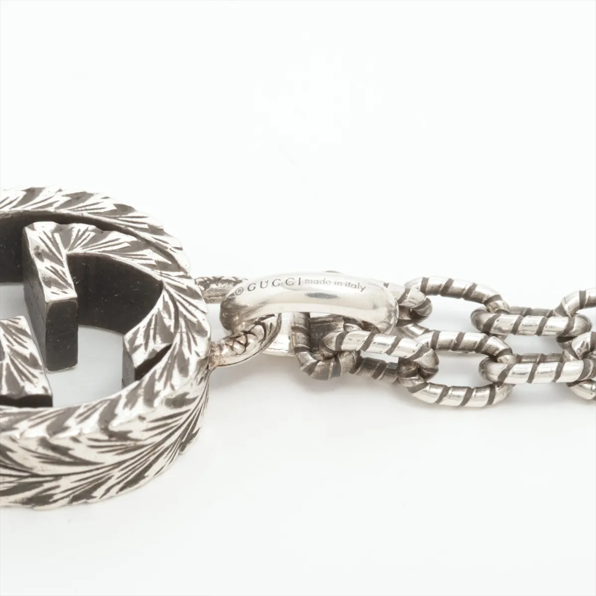Interlocking G Arabesque Necklace, 925 Sterling Silver, 17.6g. Shows signs of wear, — view 4