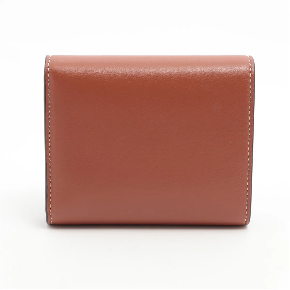 Triomphe Small Flap Wallet Leather Compact Wallet Brown — view 2