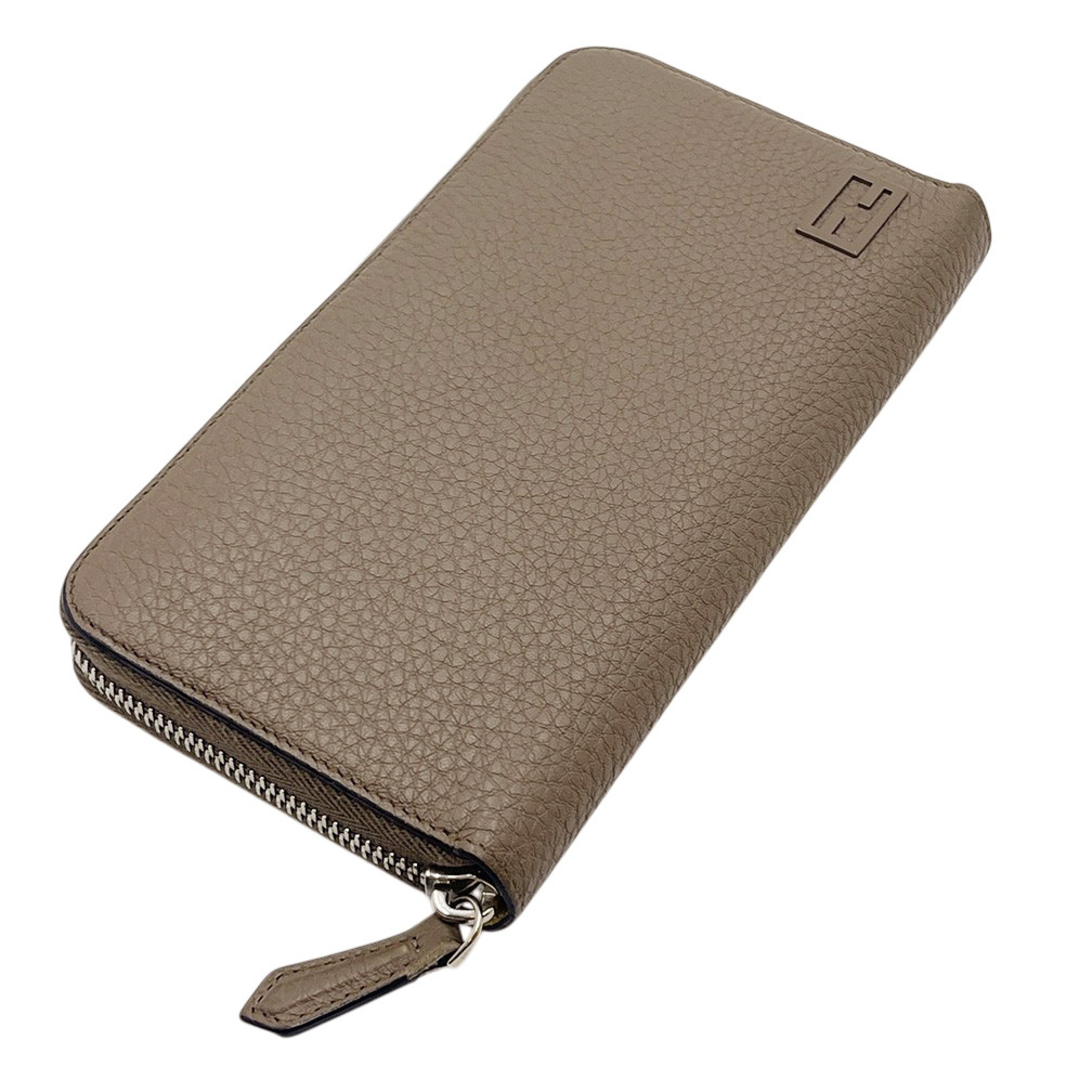 7M0210 Zip-Around Wallet, Leather, Genuine Leather, Logo Accent, Taupe. — view 2