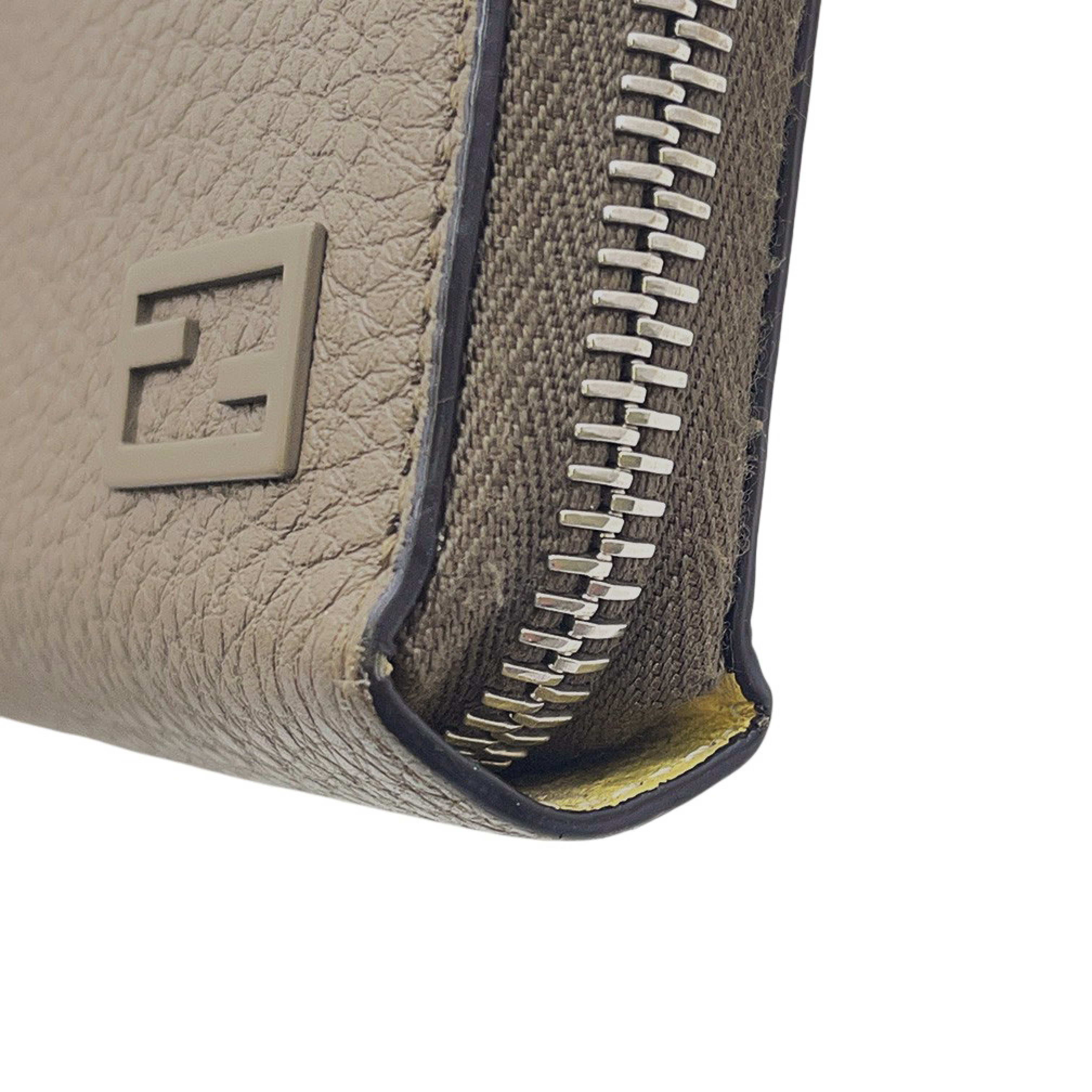 7M0210 Zip-Around Wallet, Leather, Genuine Leather, Logo Accent, Taupe. — view 6