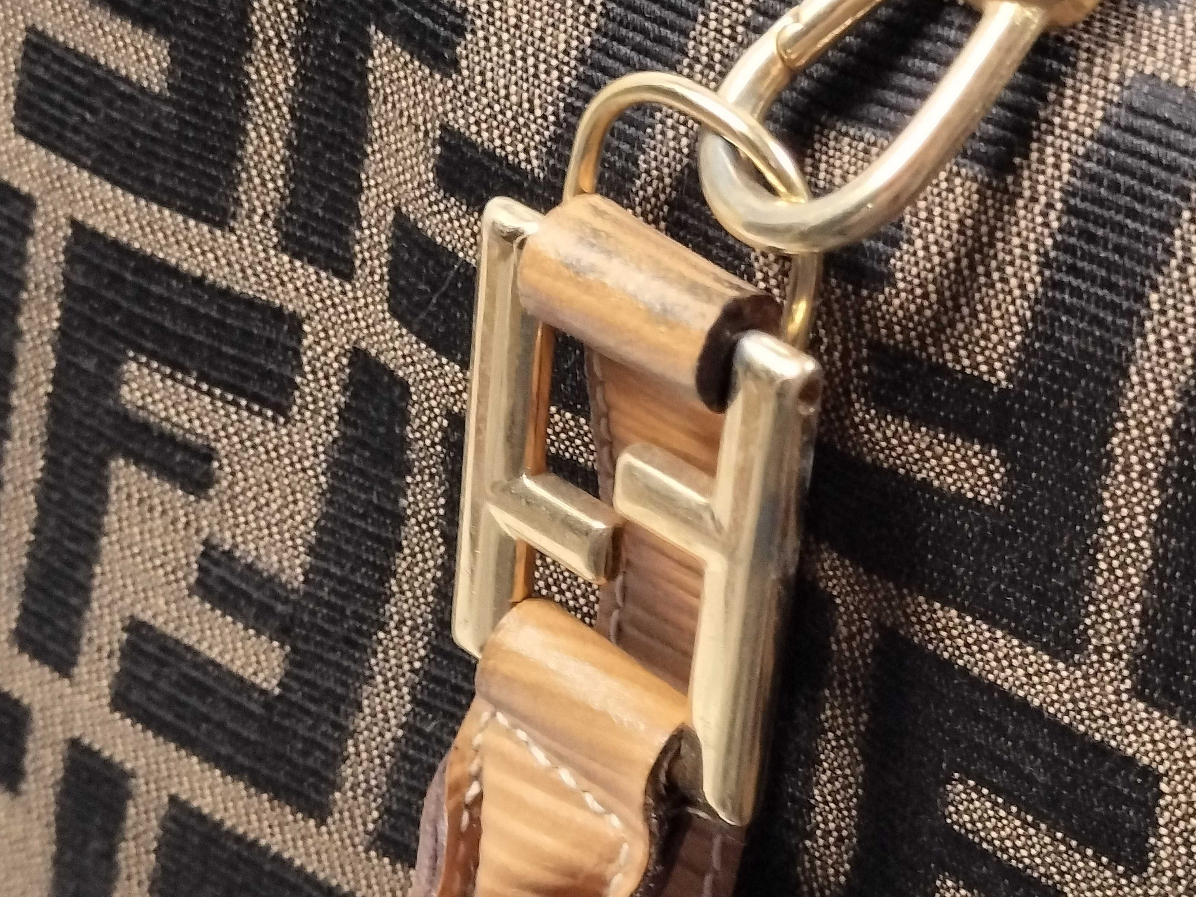 Zucca pattern canvas and leather bag, brown tote bag — view 5
