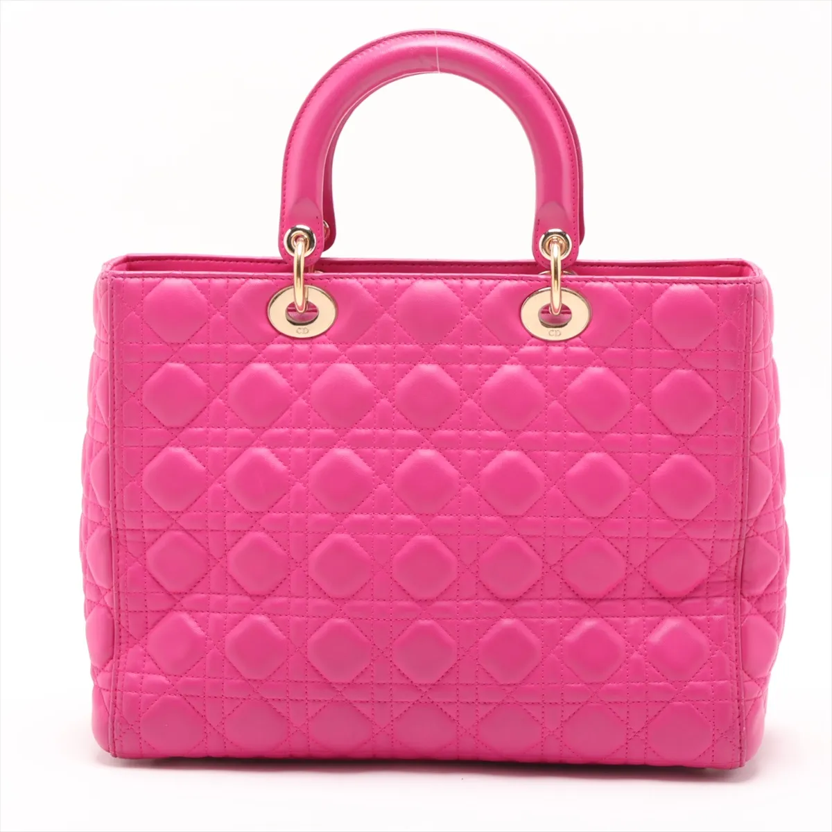 Lady Dior Cannage Large Leather 2-Way Handbag Pink — view 2