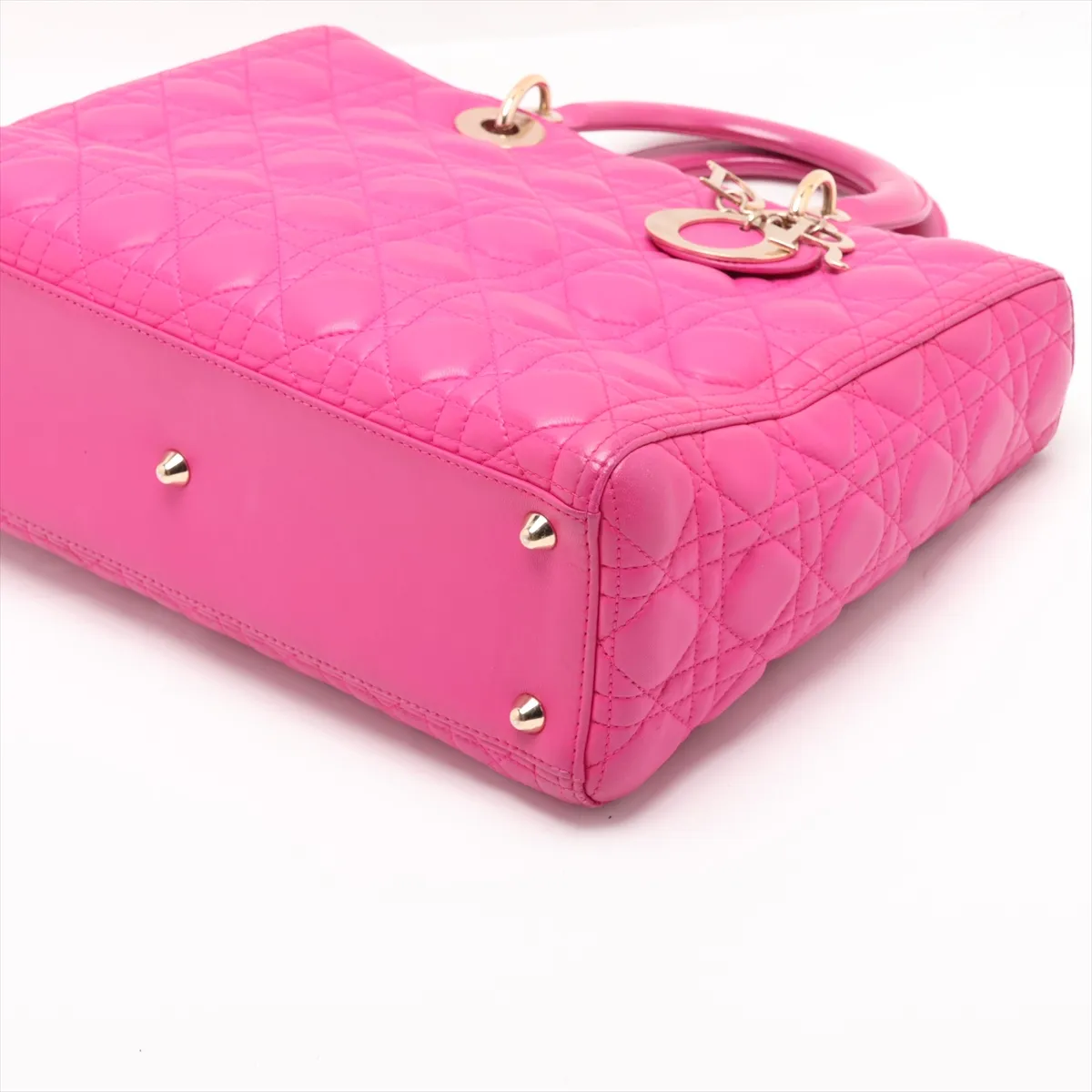 Lady Dior Cannage Large Leather 2-Way Handbag Pink — view 3
