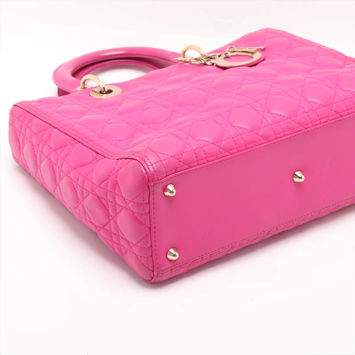 Lady Dior Cannage Large Leather 2-Way Handbag Pink — view 4