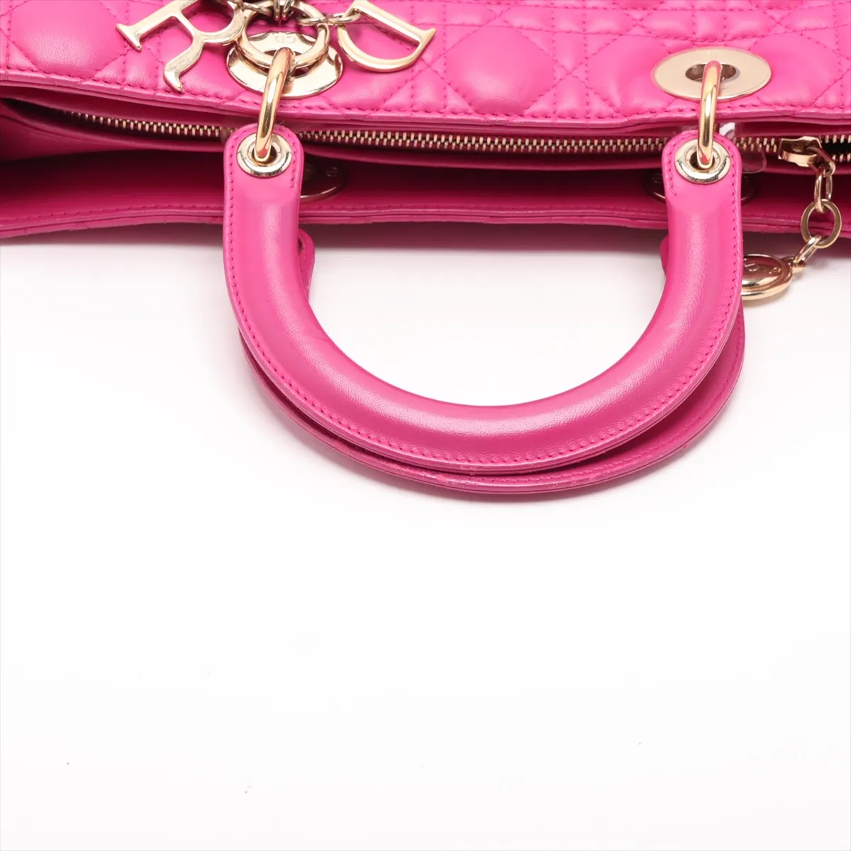 Lady Dior Cannage Large Leather 2-Way Handbag Pink — view 5