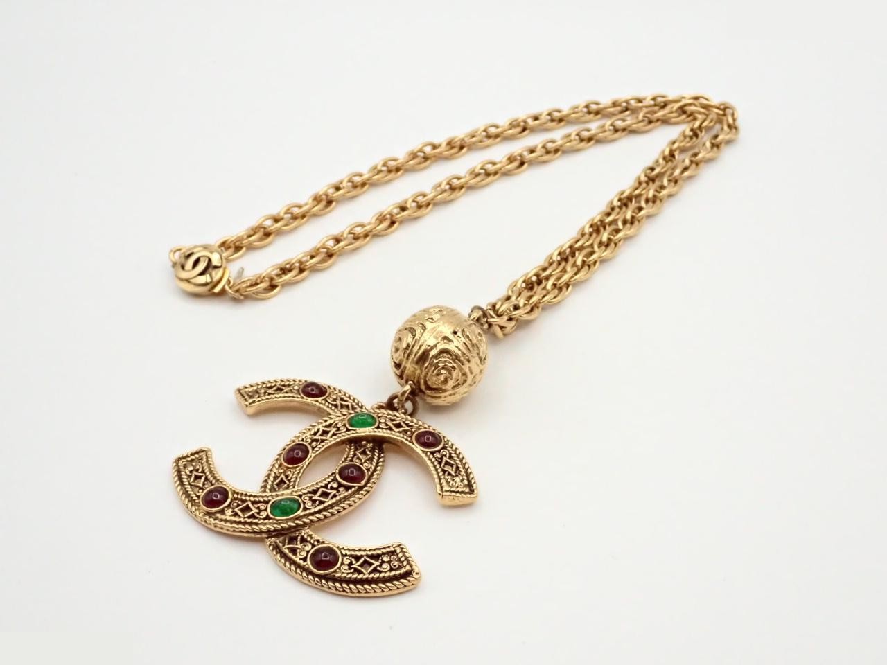 Coco Mark Gripoa Necklace, with engraved plate, gold, neck circumference approximately 70cm — view 3