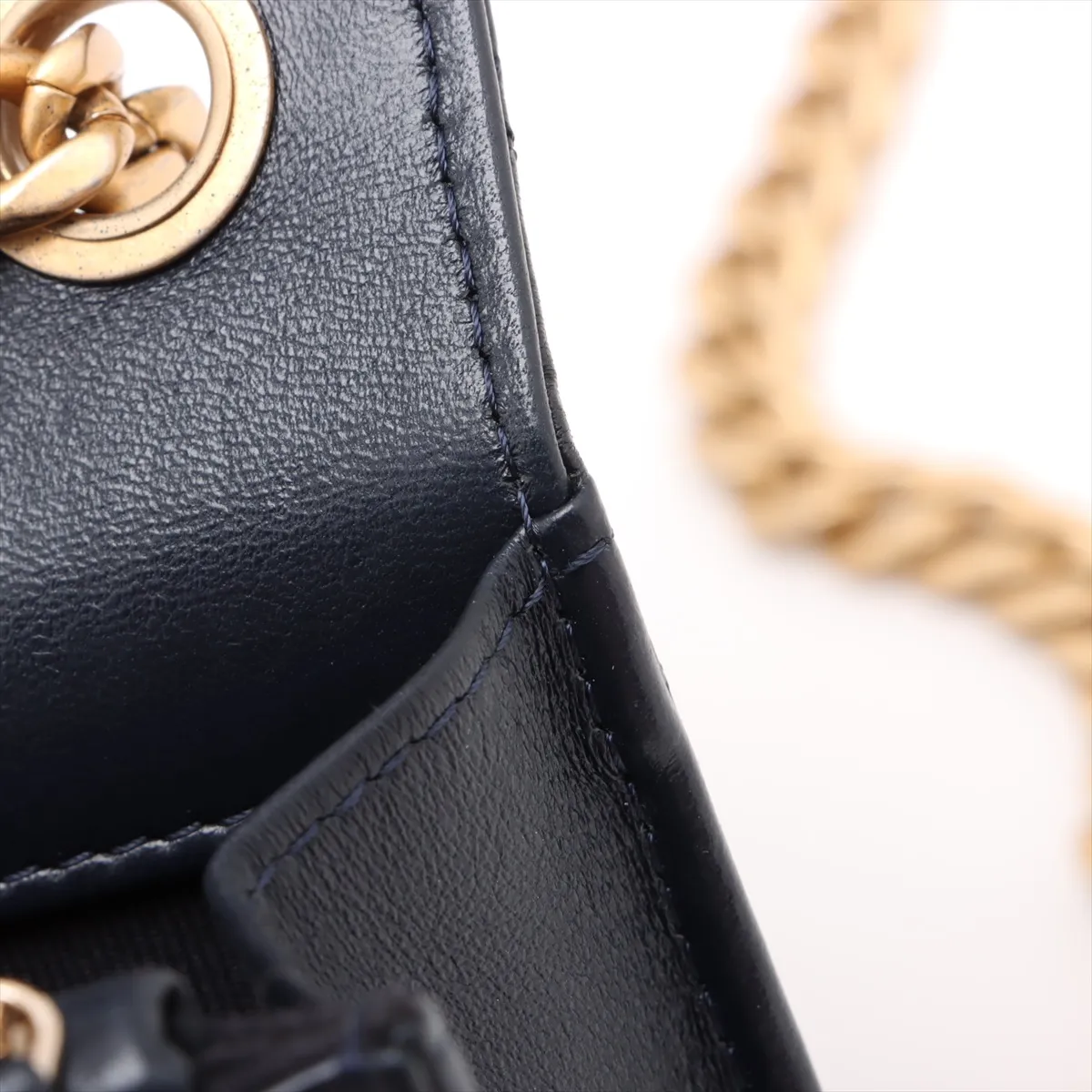 Matelasse Lambskin Chain Shoulder Bag Navy Gold Hardware JPPECT0L Random Plate — view 12