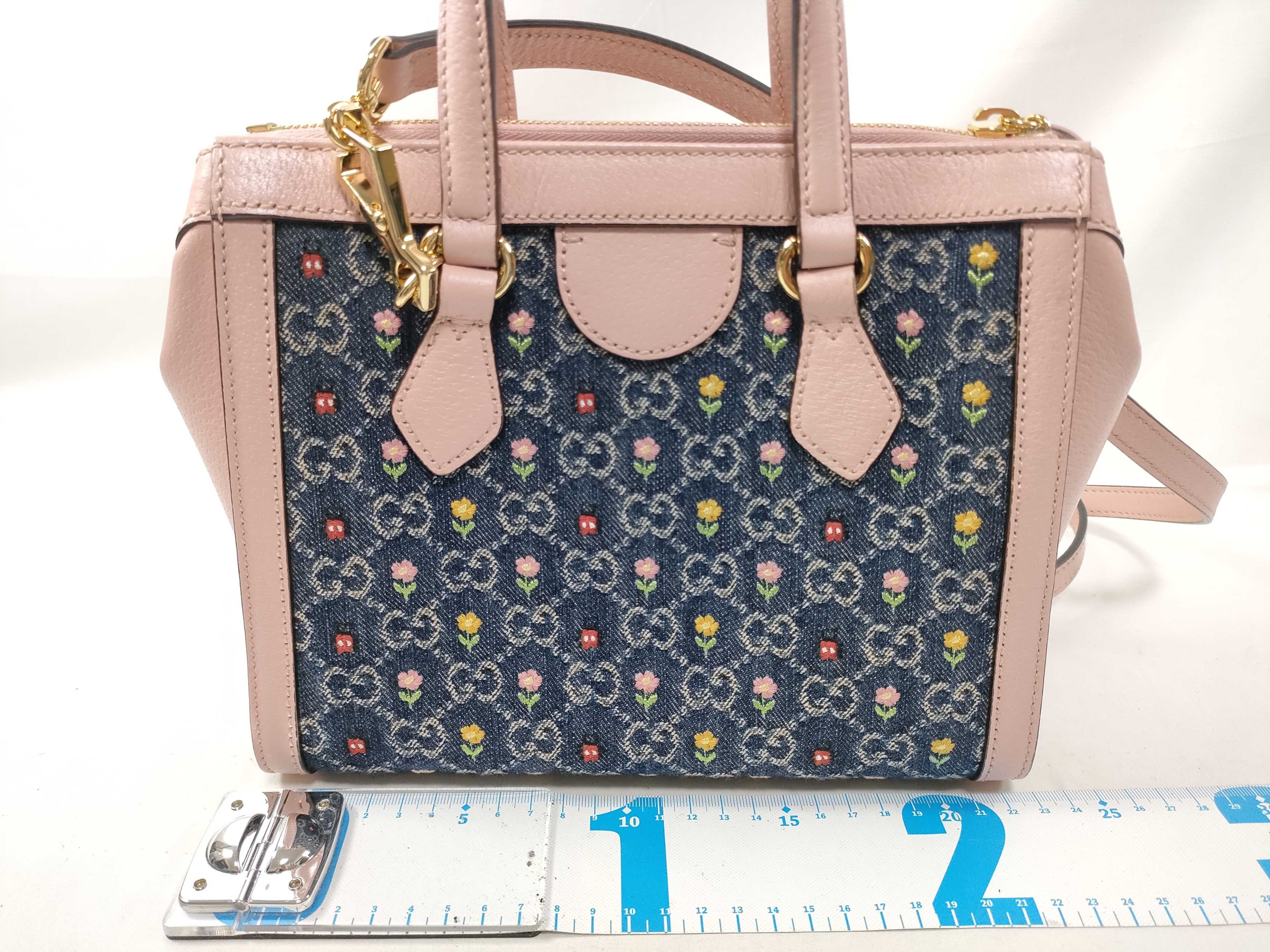 GG Supreme Ophidia Denim x Leather 2-Way Handbag Navy x Pink 547551 Handbag — view 2