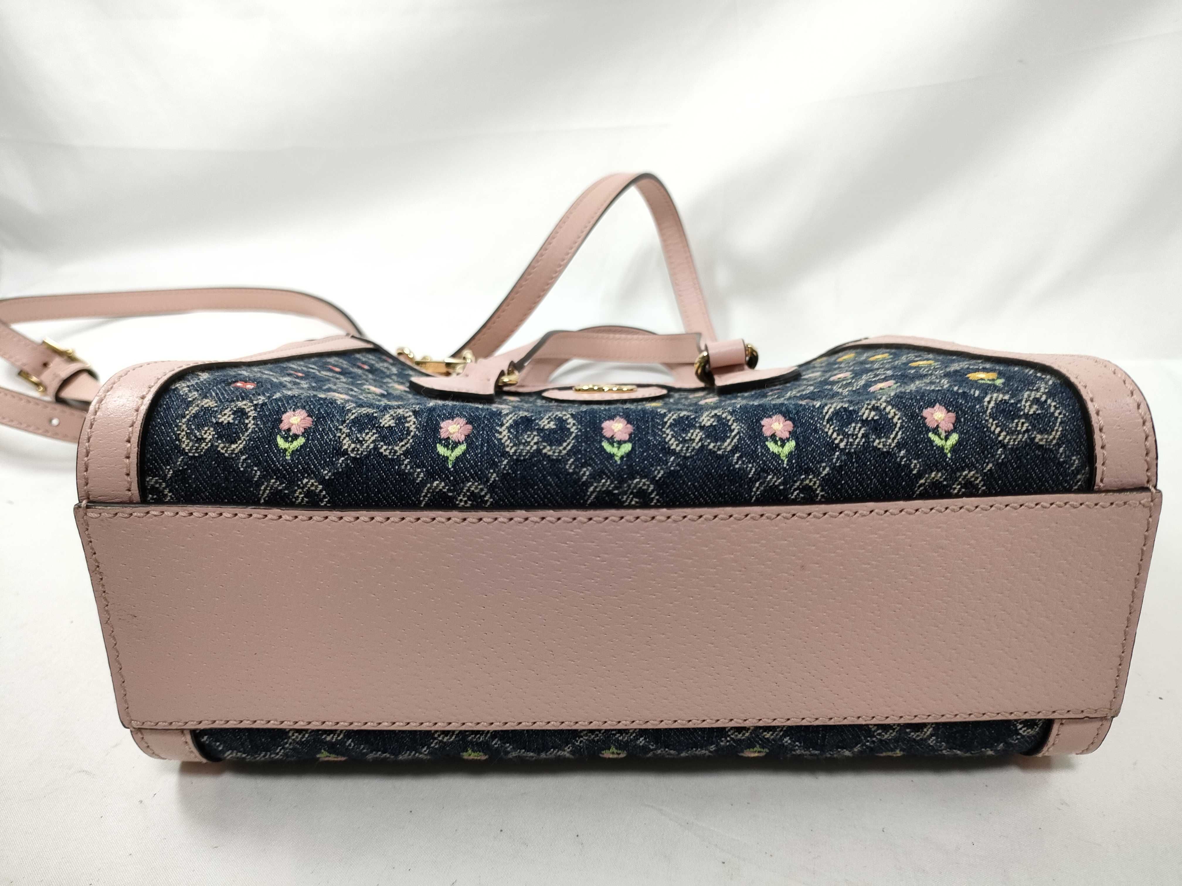 GG Supreme Ophidia Denim x Leather 2-Way Handbag Navy x Pink 547551 Handbag — view 6