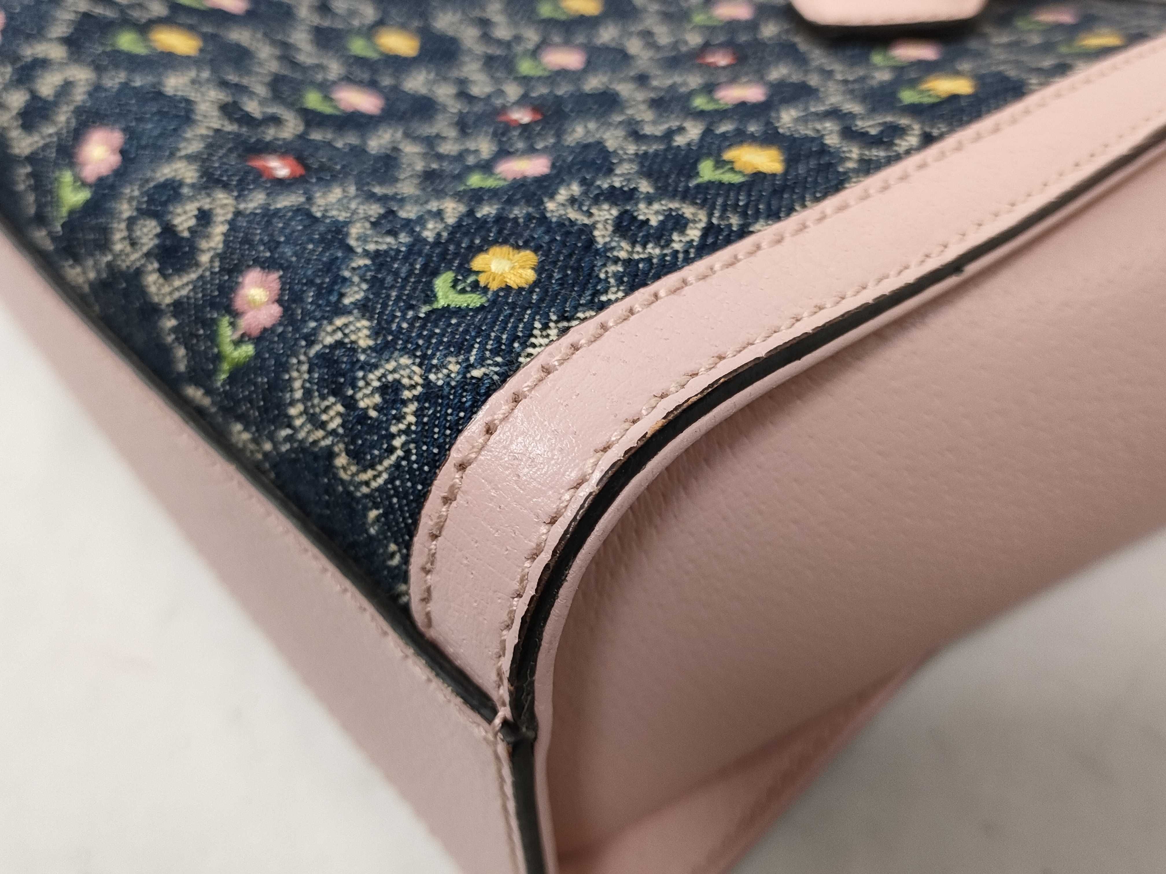 GG Supreme Ophidia Denim x Leather 2-Way Handbag Navy x Pink 547551 Handbag — view 7