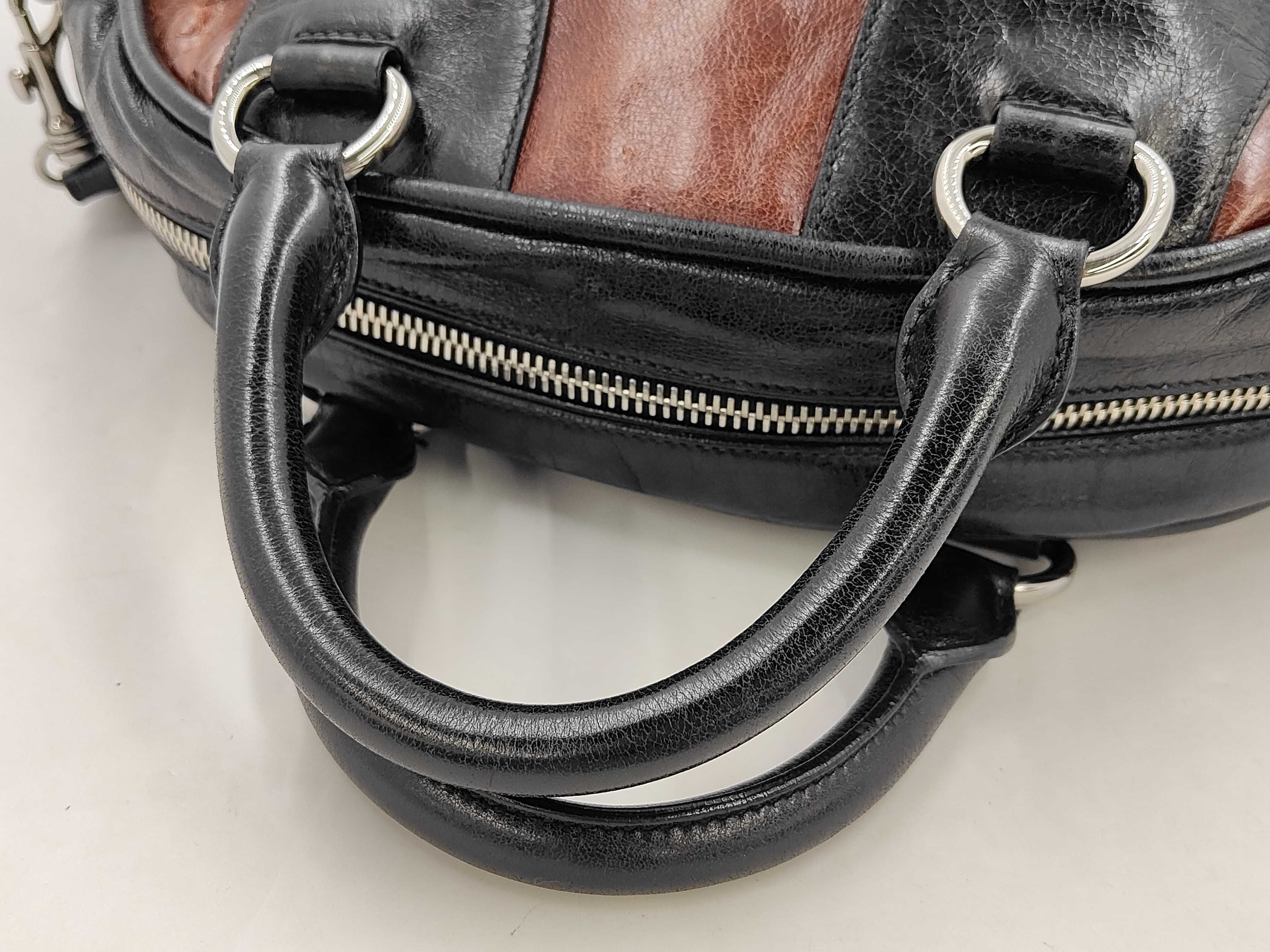 Leather 2-way Bicolor Bowling Y2K Shoulder Bag — view 3