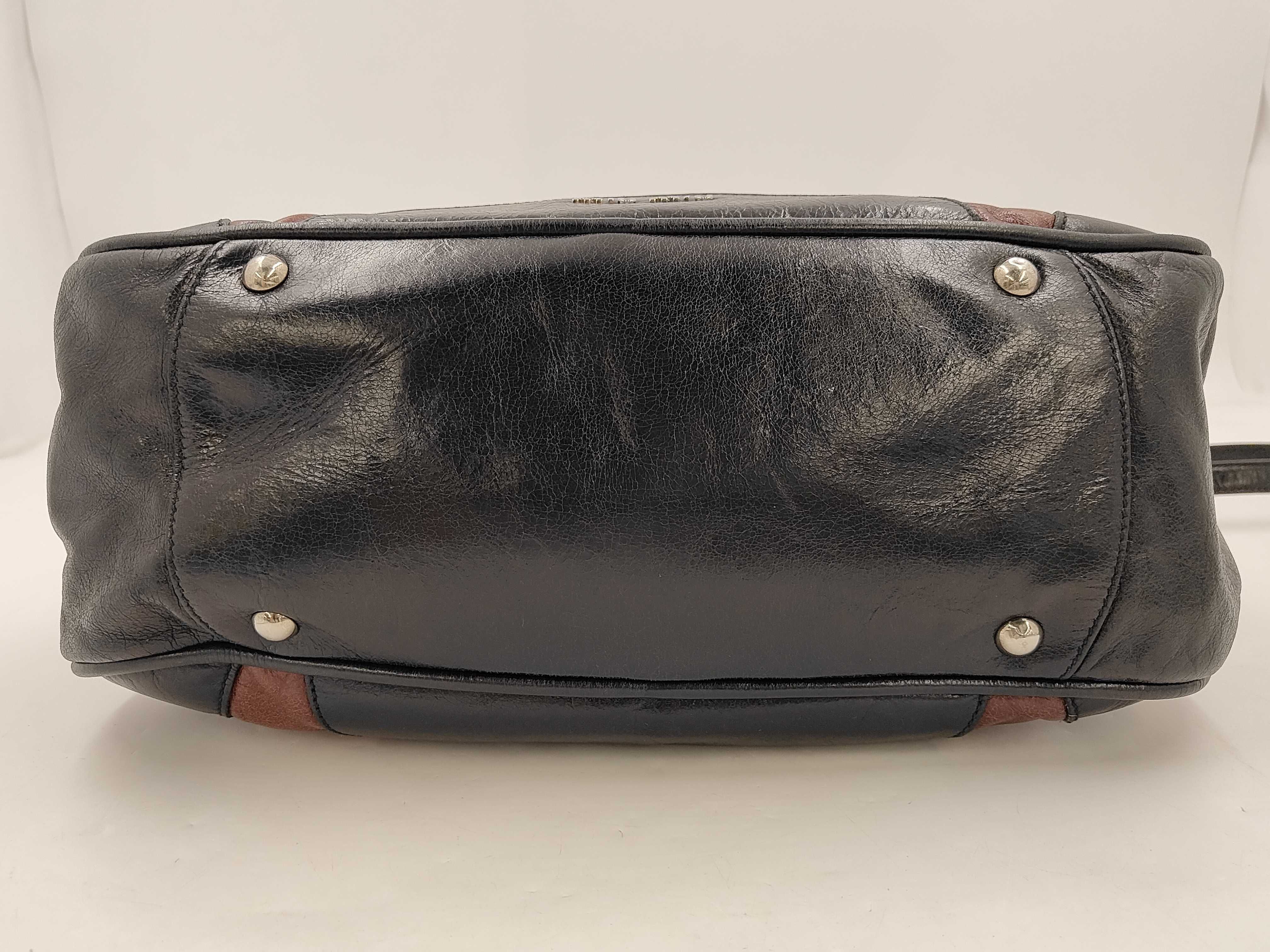 Leather 2-way Bicolor Bowling Y2K Shoulder Bag — view 8