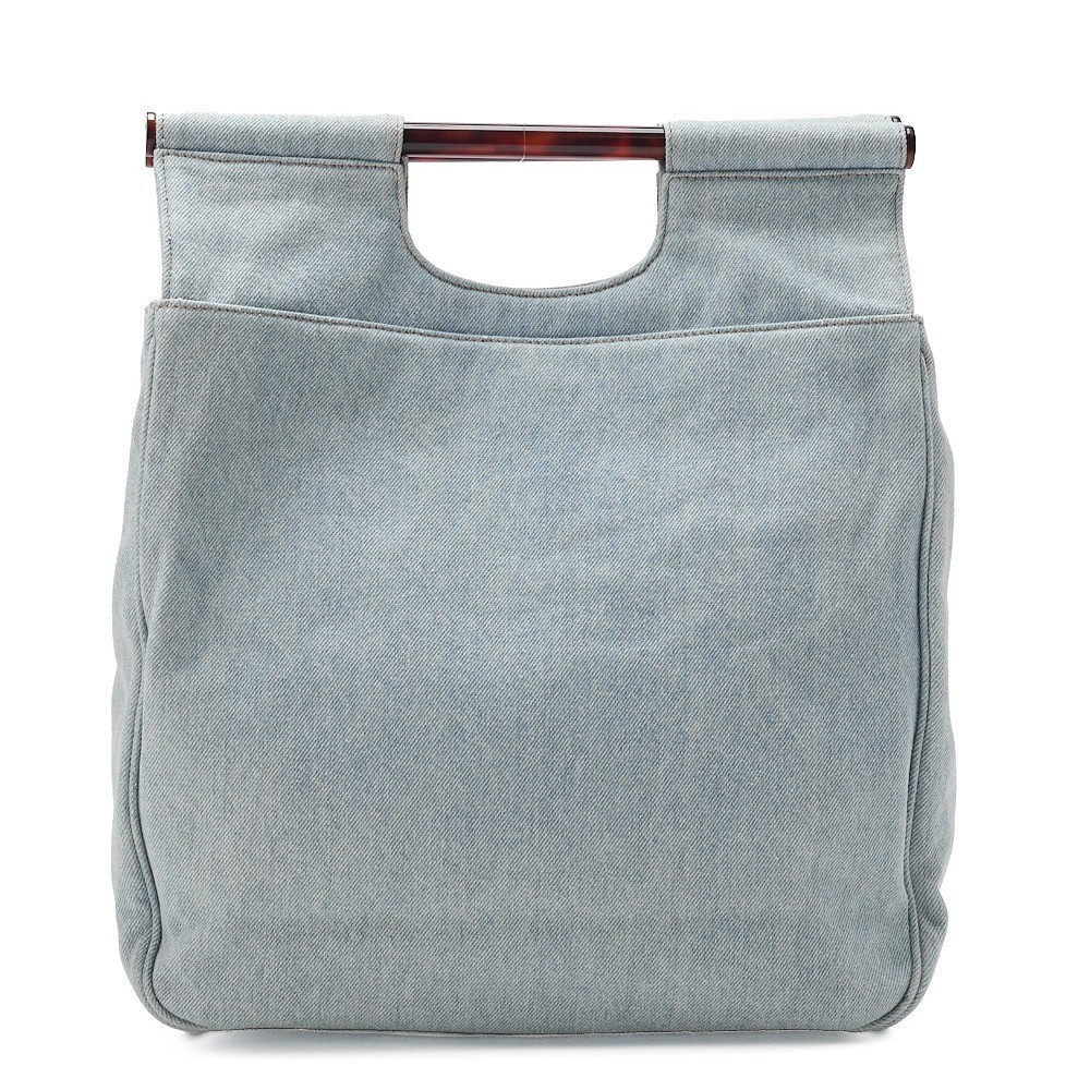 Denim tote bag with Coco Mark logo, blue, gold hardware, model number 4. — view 2