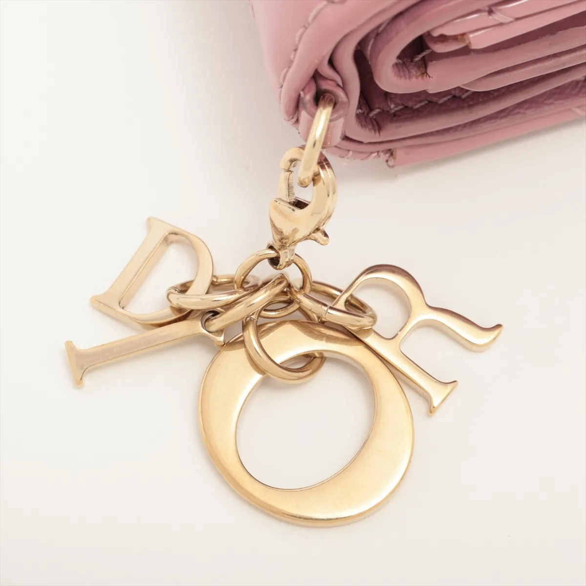 Lady Dior Cannage Patent Leather Compact Wallet Pink — view 9