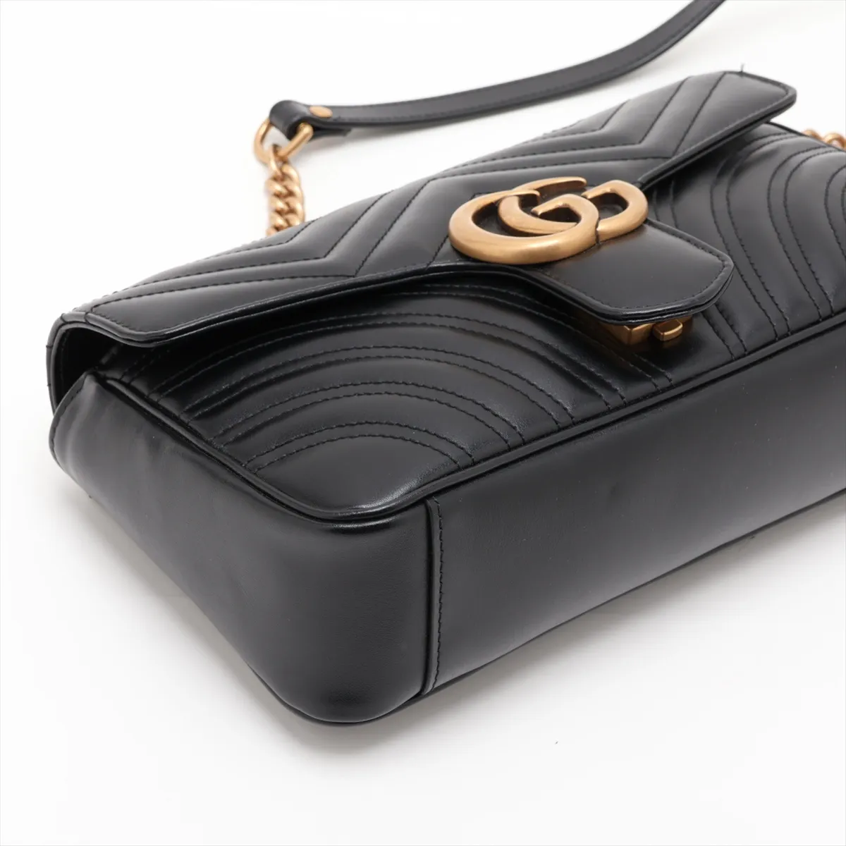 GG Marmont Leather Chain Shoulder Bag, Black, 443497 — view 4