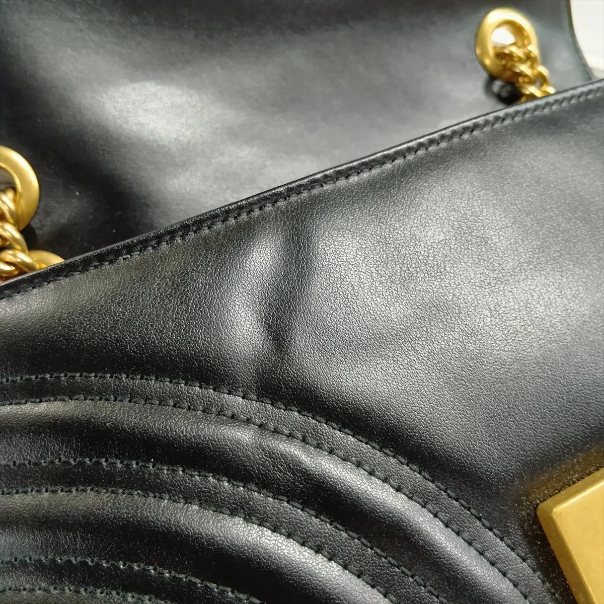 GG Marmont Leather Chain Shoulder Bag, Black, 443497 — view 10