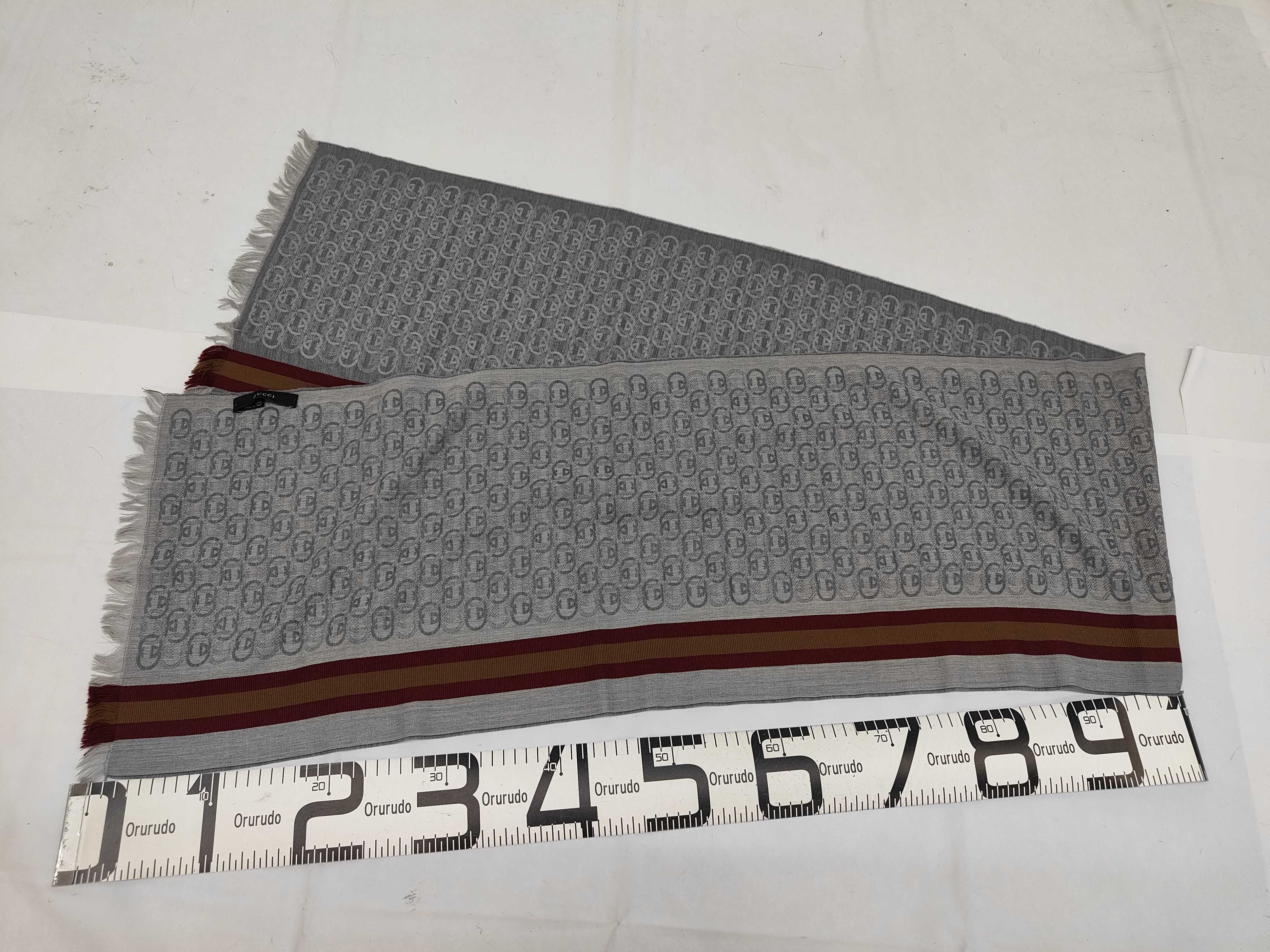 GG pattern striped wool scarf/stole and other accessories — view 3