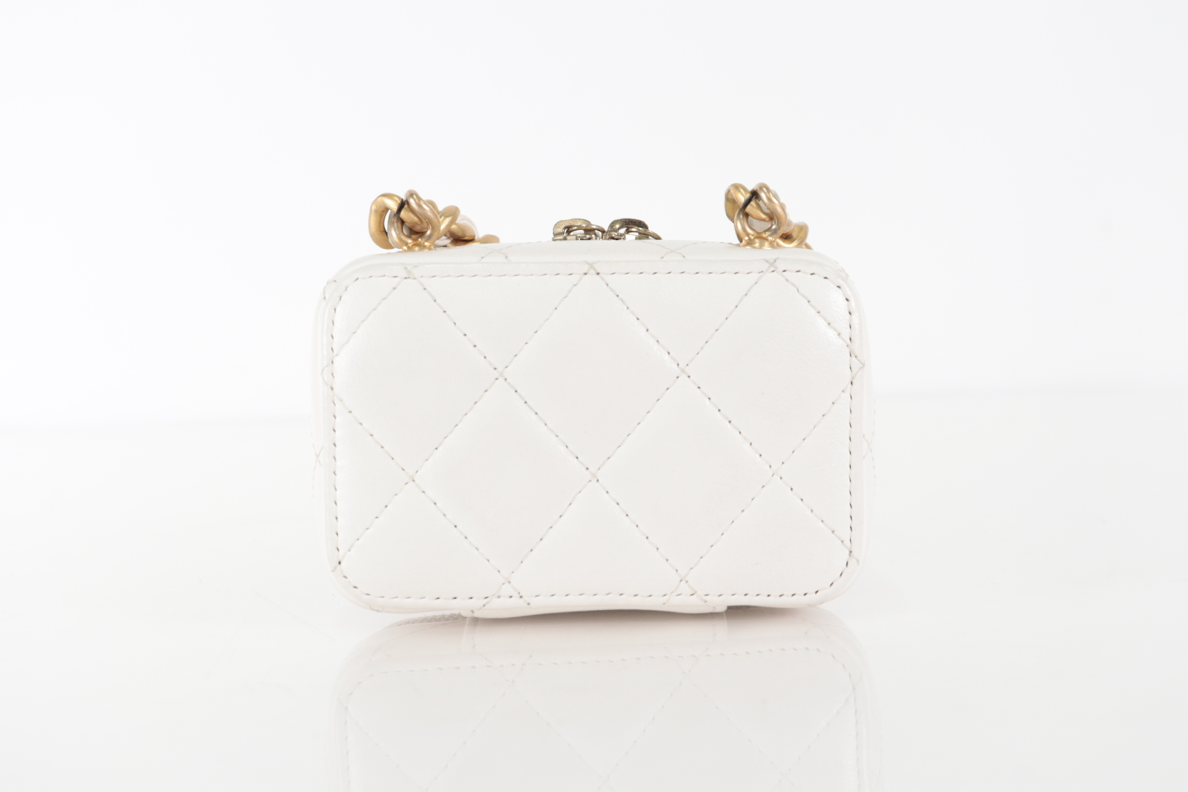 Lambskin Mini Combination Chain Shoulder Bag, White, Serial Number 32 — view 3