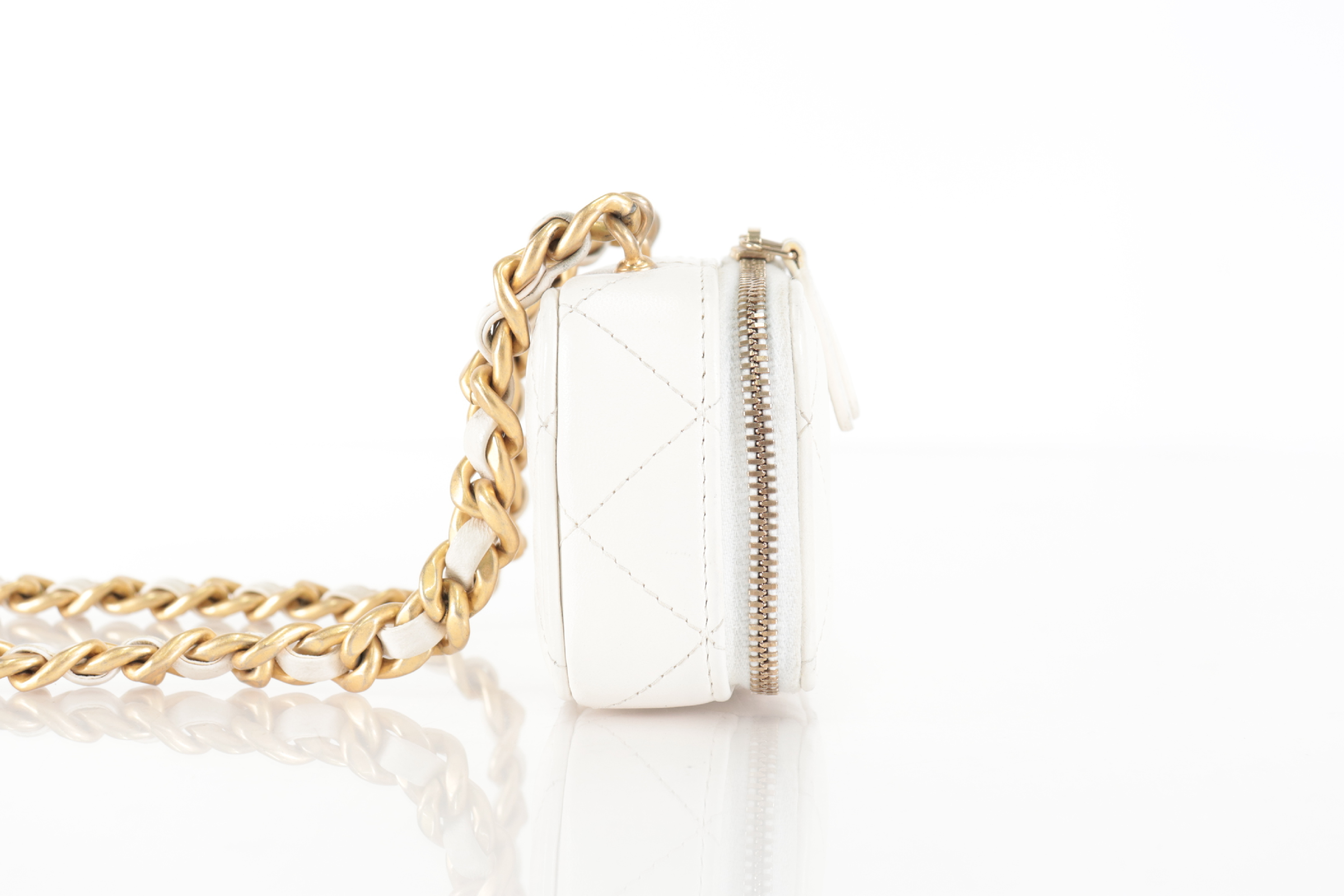 Lambskin Mini Combination Chain Shoulder Bag, White, Serial Number 32 — view 4