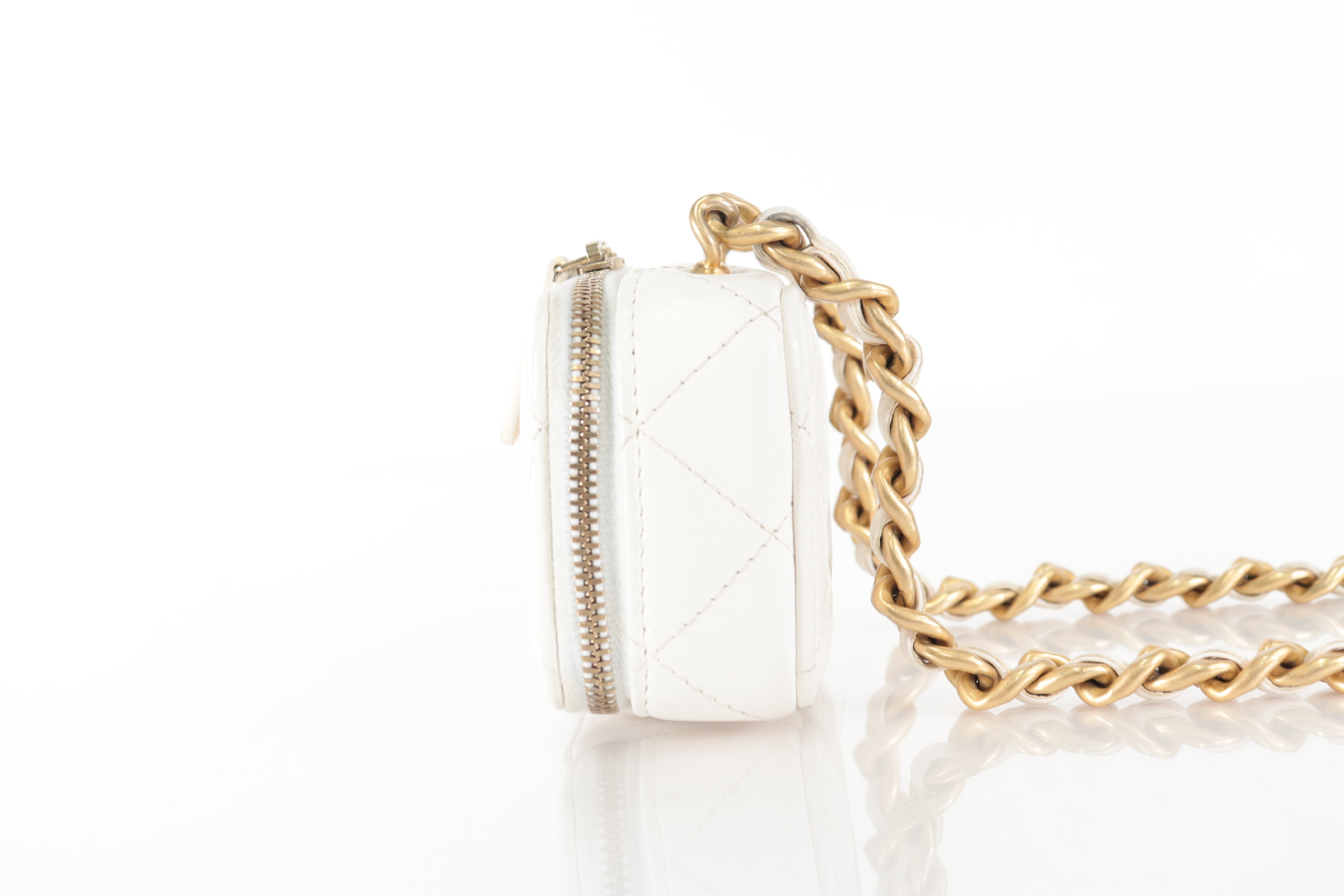 Lambskin Mini Combination Chain Shoulder Bag, White, Serial Number 32 — view 5