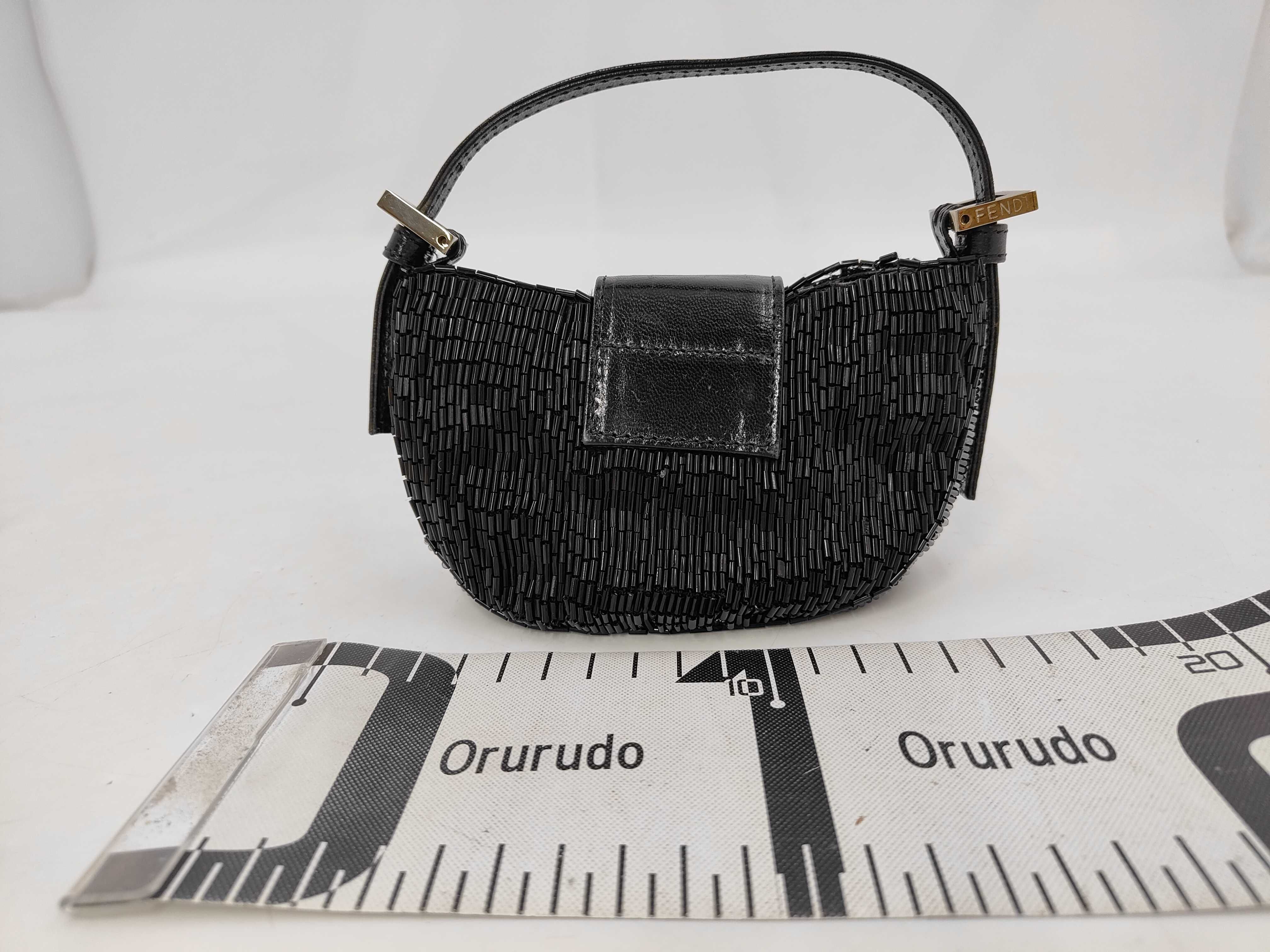 Mamma Fendi Mamma Bucket Mini Croissant Beaded Black Handbag — view 2