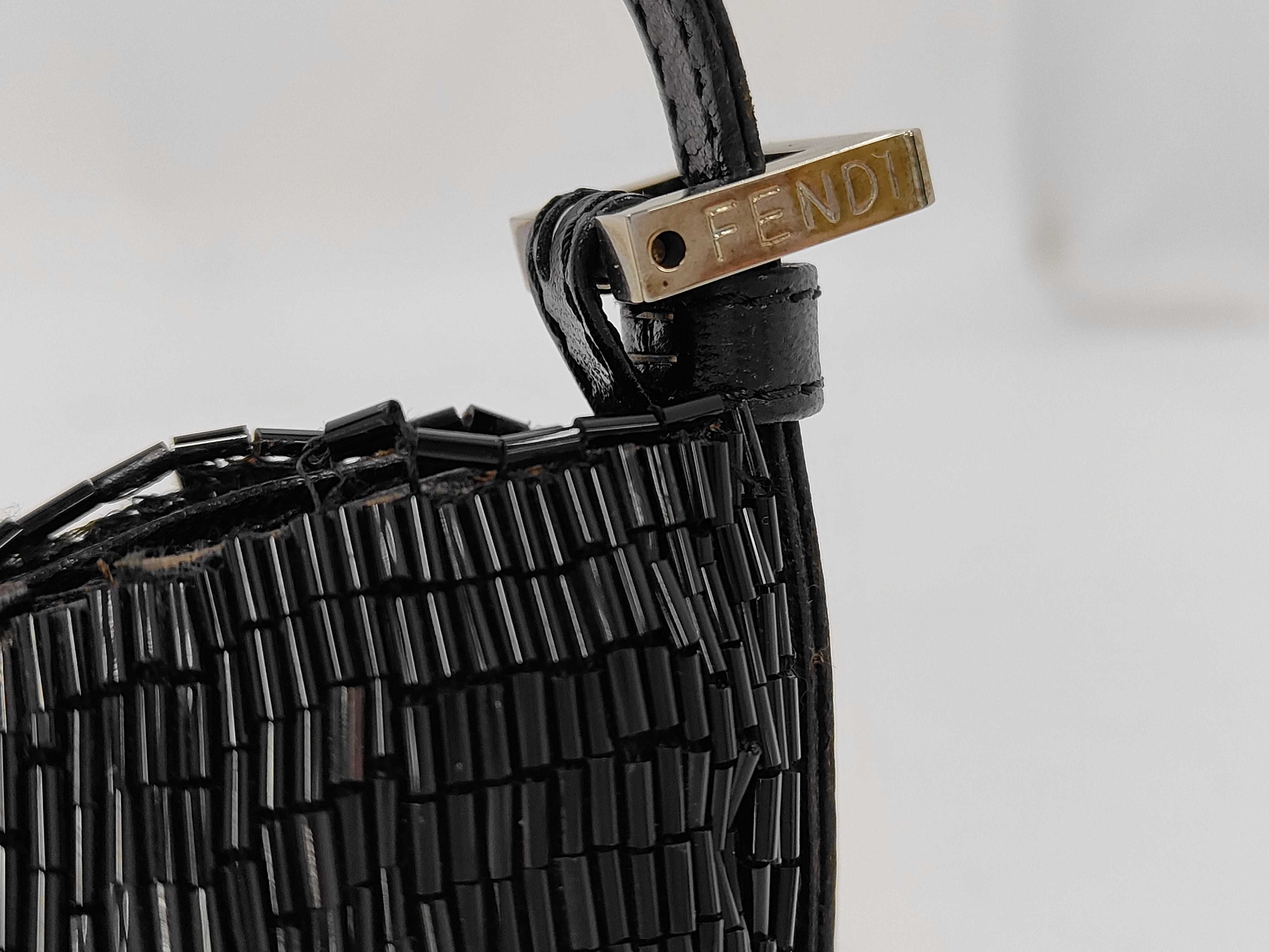 Mamma Fendi Mamma Bucket Mini Croissant Beaded Black Handbag — view 3