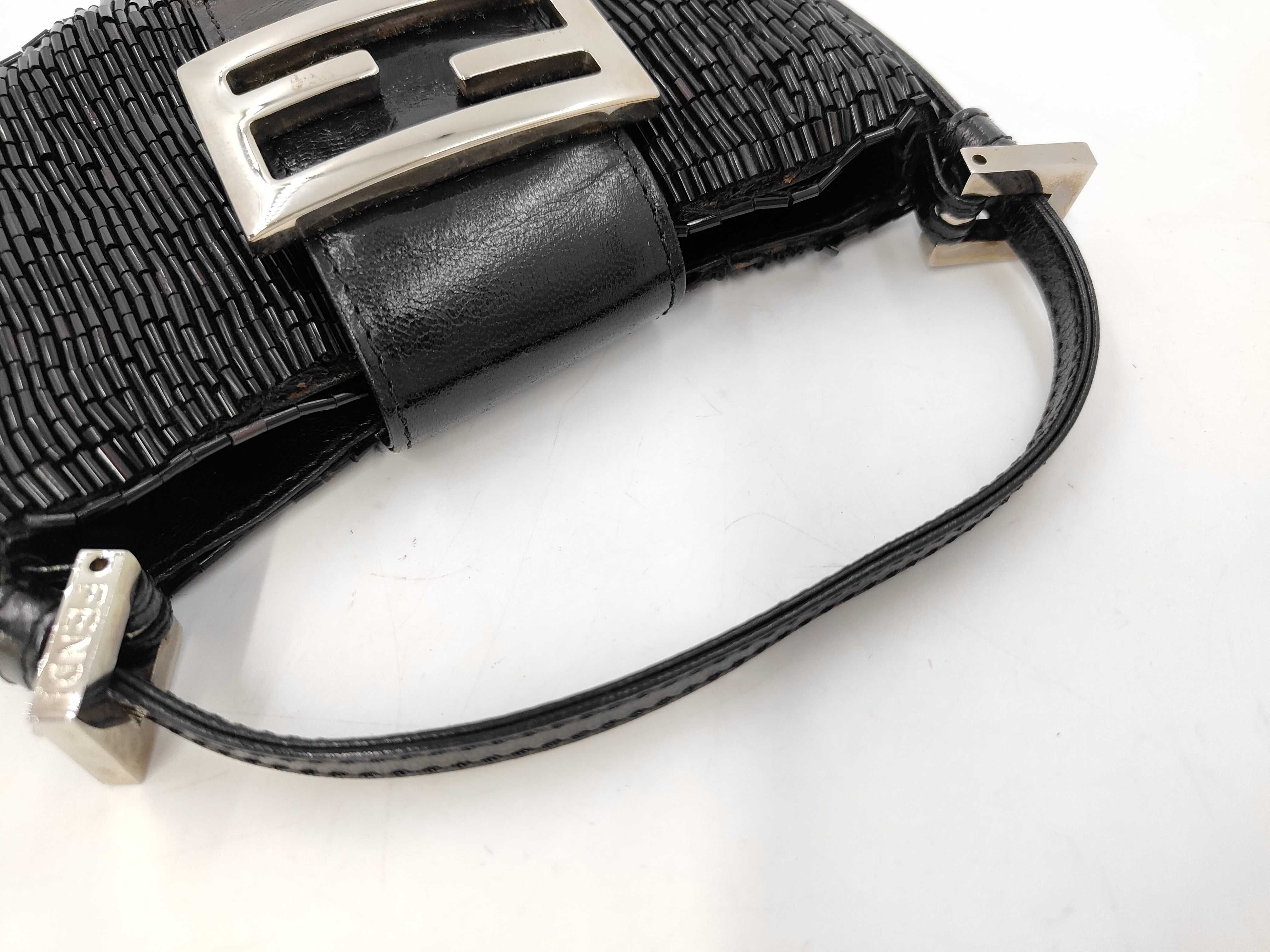 Mamma Fendi Mamma Bucket Mini Croissant Beaded Black Handbag — view 5