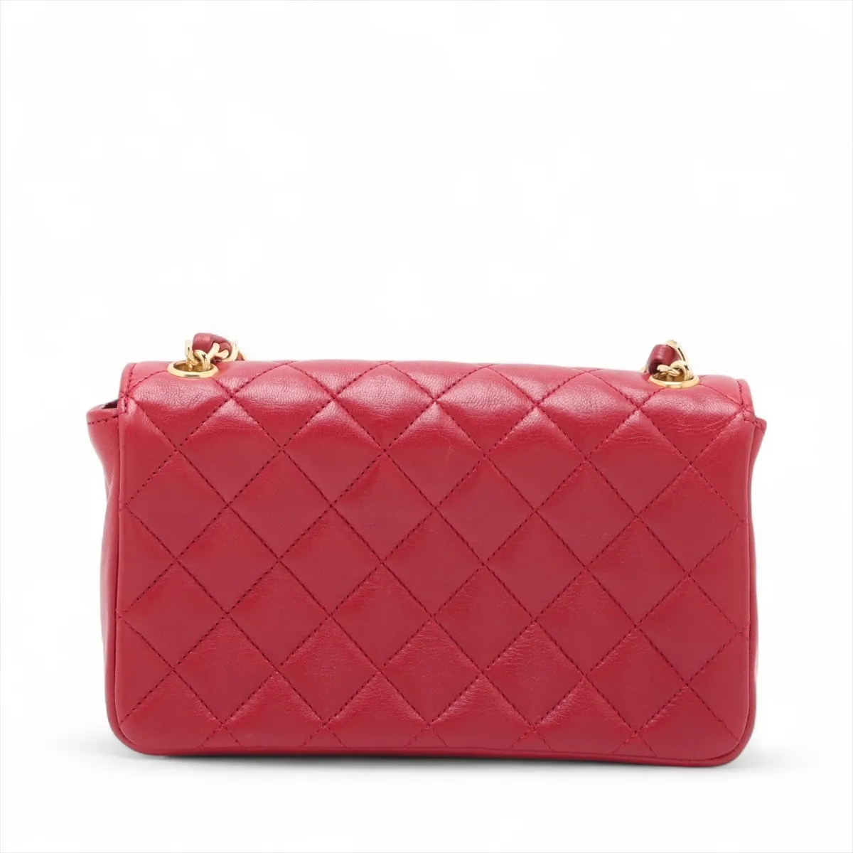 Matelasse Lambskin Single Flap Single Chain Bag Red Gold Hardware — view 2