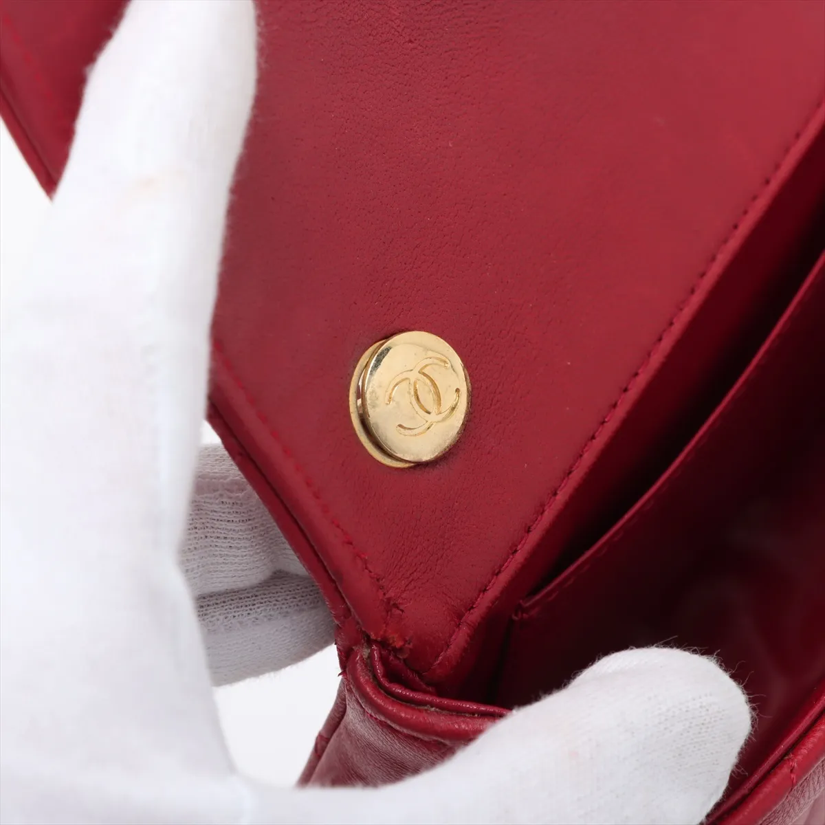 Matelasse Lambskin Single Flap Single Chain Bag Red Gold Hardware — view 11