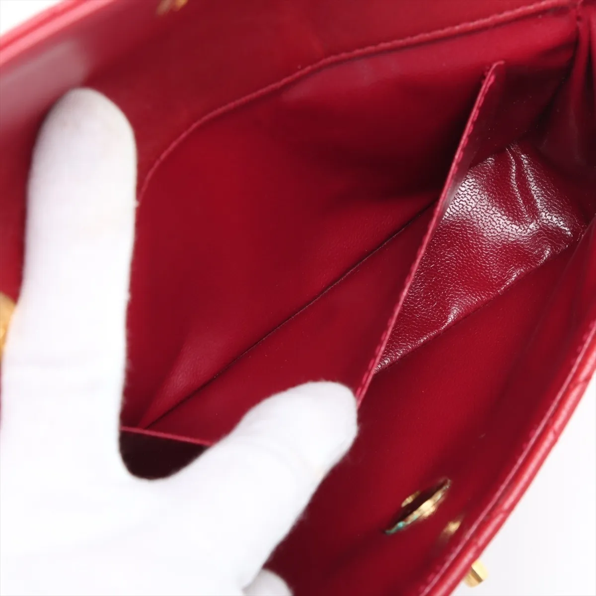 Matelasse Lambskin Single Flap Single Chain Bag Red Gold Hardware — view 7