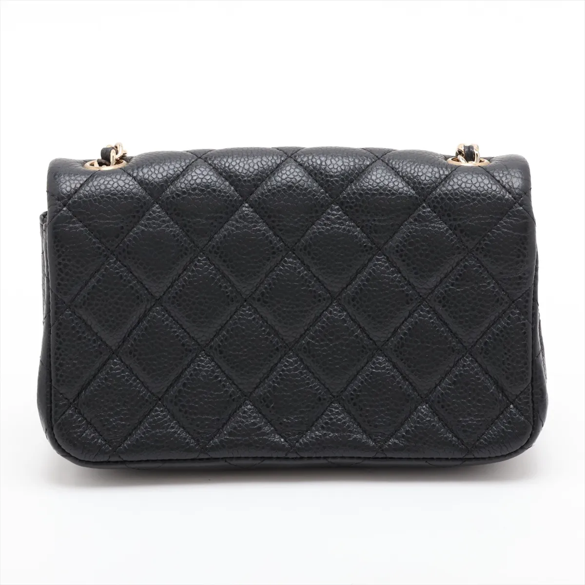 Mini Matelassé 17 Caviar Skin Single Flap Single Chain Bag, Black with Gold Hardware, 17200465, Serial Number 17 — view 2
