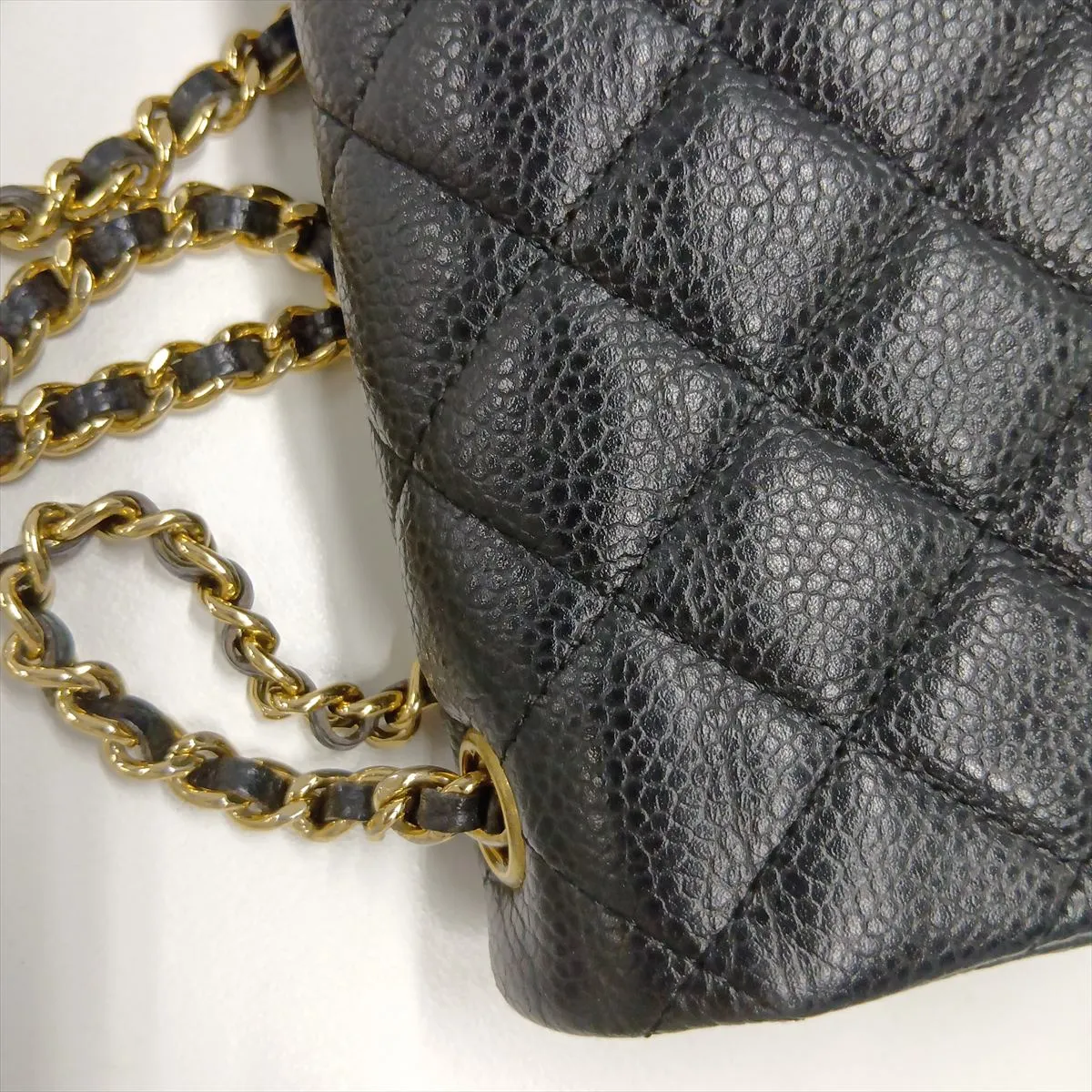 Mini Matelassé 17 Caviar Skin Single Flap Single Chain Bag, Black with Gold Hardware, 17200465, Serial Number 17 — view 12