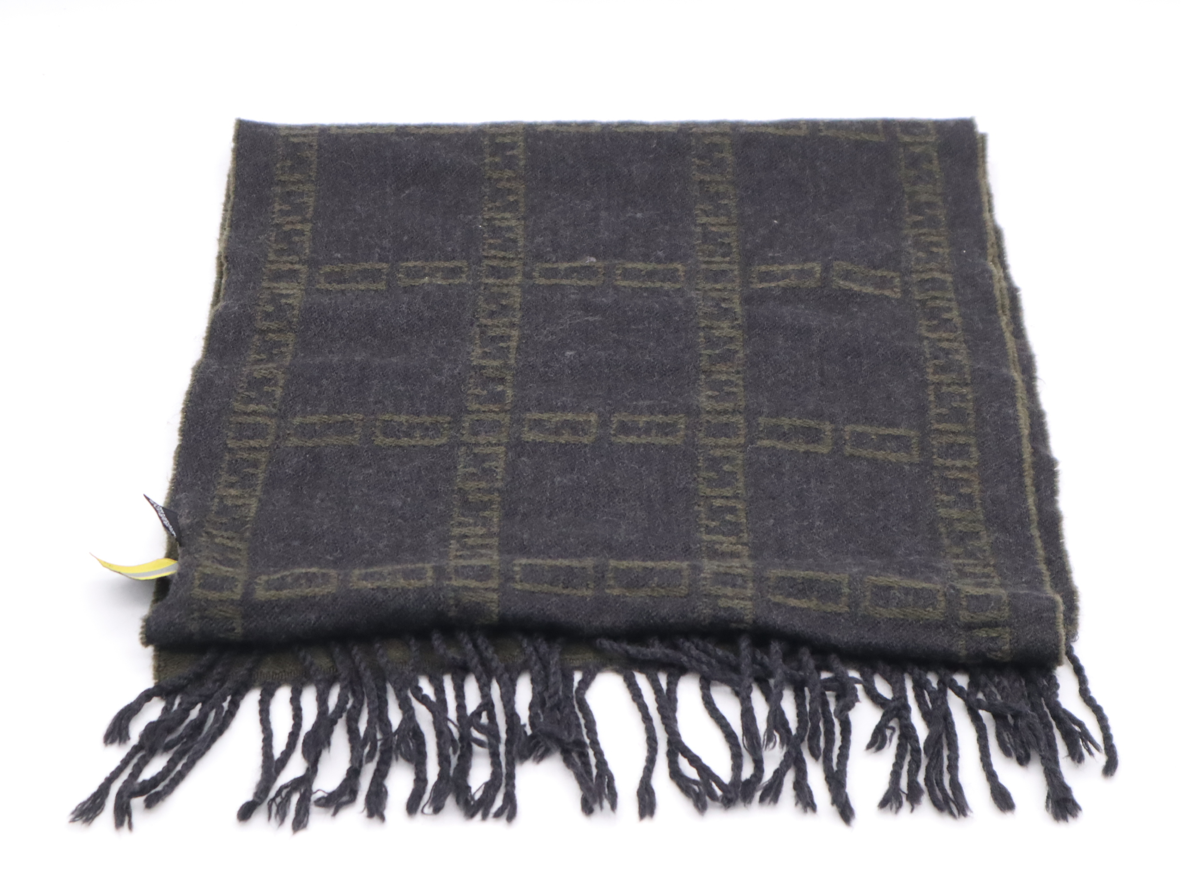 Wool Zucchino Scarf, Black, Dark Green, Other Accessories — view 4