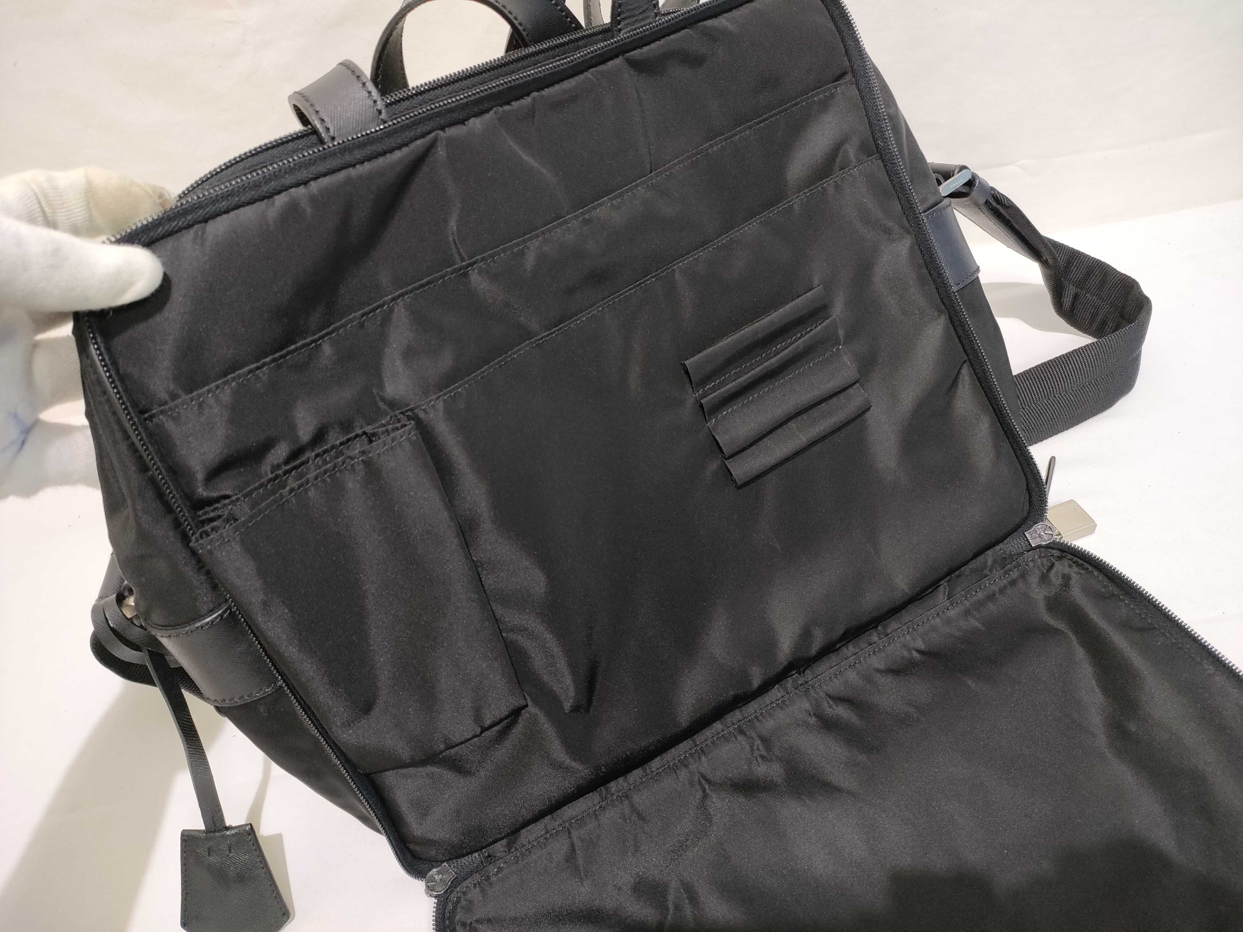 Nylon Prada Tessuto Saffiano Nylon Triangle Logo 2-Way Business Bag Handbag Business Bag — view 10