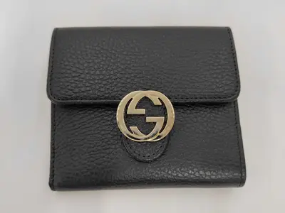 SLG GG INTERLOCKING COMPACT WALLET BLACK