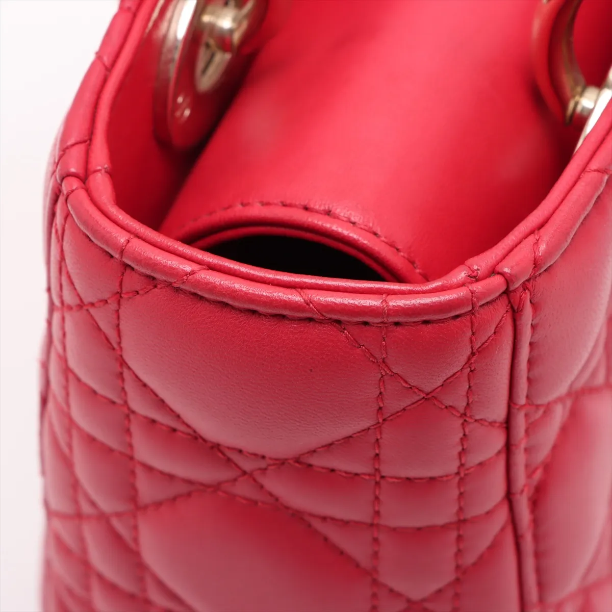 My Lady Dior Cannage Leather 2WAY Handbag Red with Charm — view 14