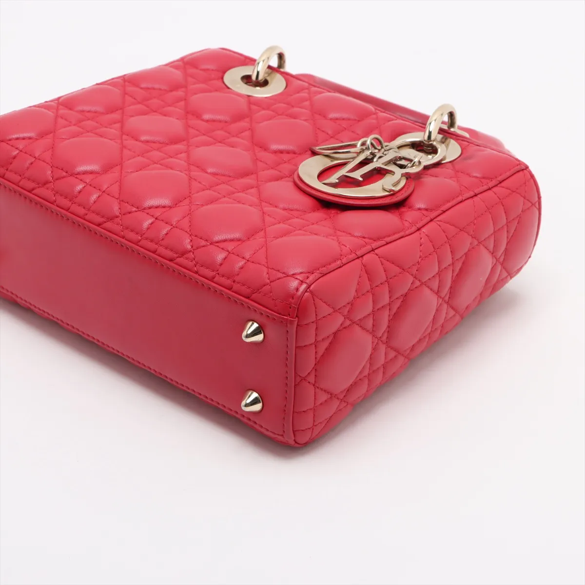My Lady Dior Cannage Leather 2WAY Handbag Red with Charm — view 3