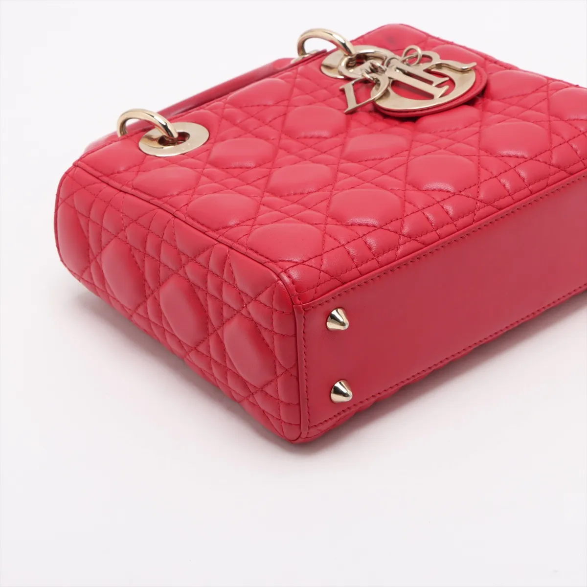 My Lady Dior Cannage Leather 2WAY Handbag Red with Charm — view 4