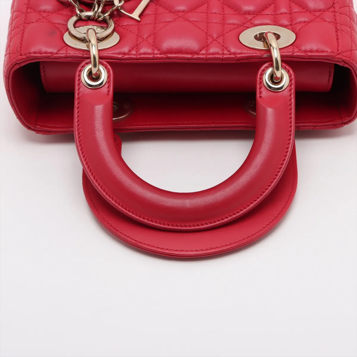 My Lady Dior Cannage Leather 2WAY Handbag Red with Charm — view 5