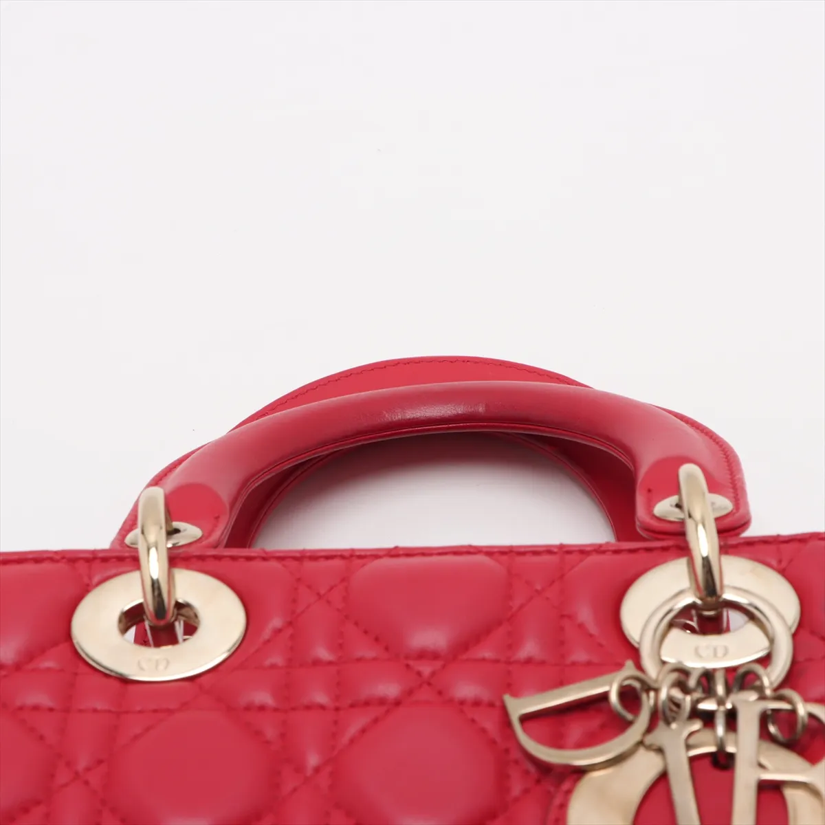 My Lady Dior Cannage Leather 2WAY Handbag Red with Charm — view 6