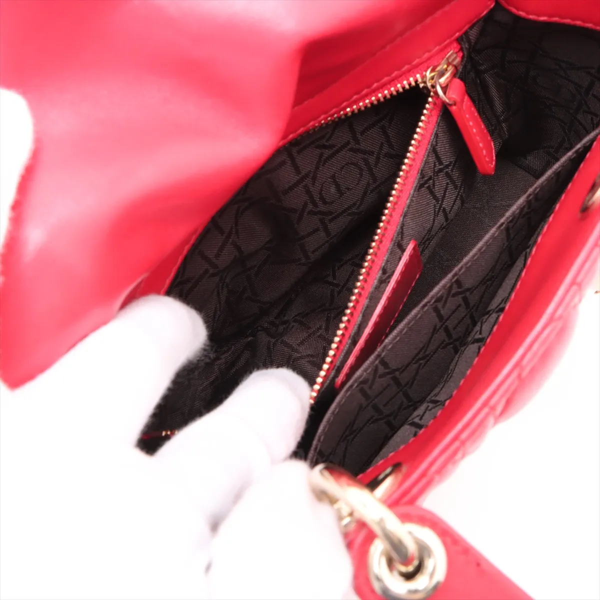My Lady Dior Cannage Leather 2WAY Handbag Red with Charm — view 9