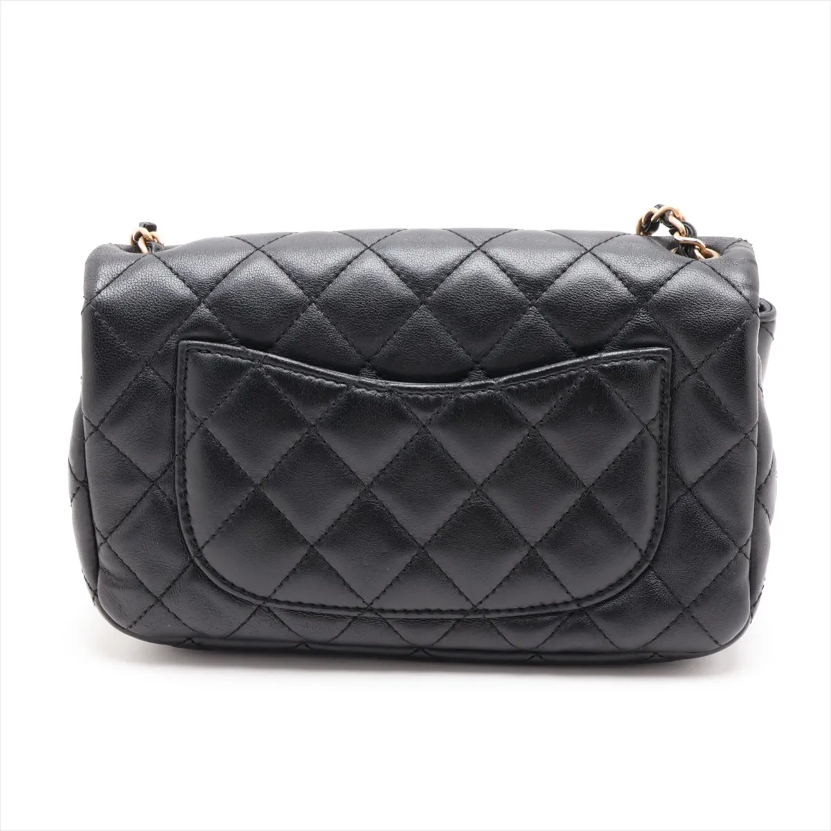 Mini Matelassé Lambskin Single Flap Single Chain Bag, Black with Gold Hardware, 30707696 (Serial Number in the 30s) — view 2