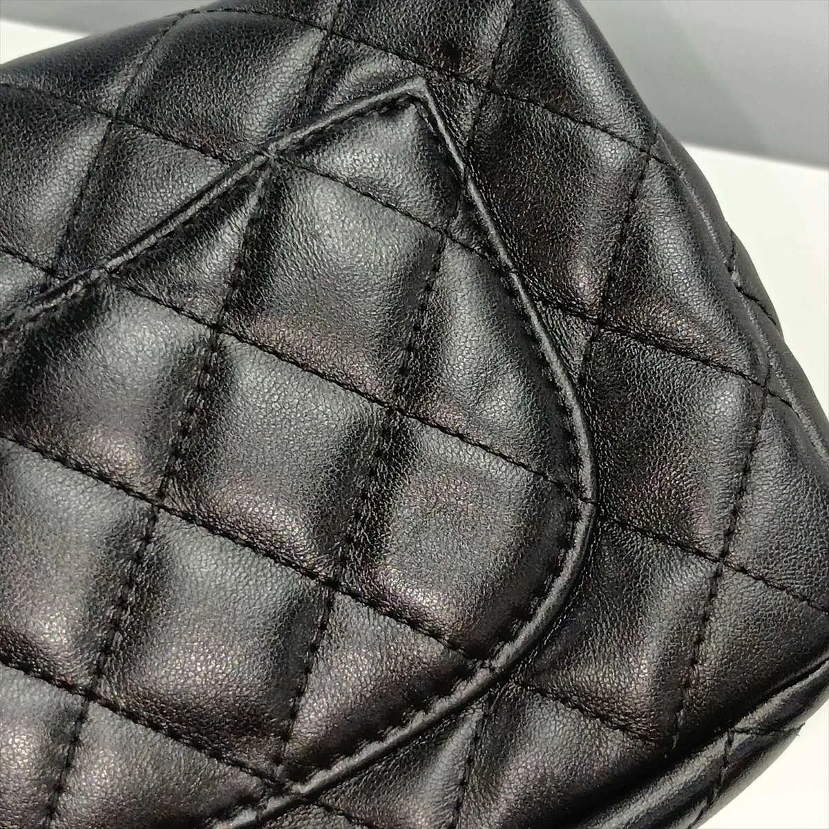 Mini Matelassé Lambskin Single Flap Single Chain Bag, Black with Gold Hardware, 30707696 (Serial Number in the 30s) — view 11