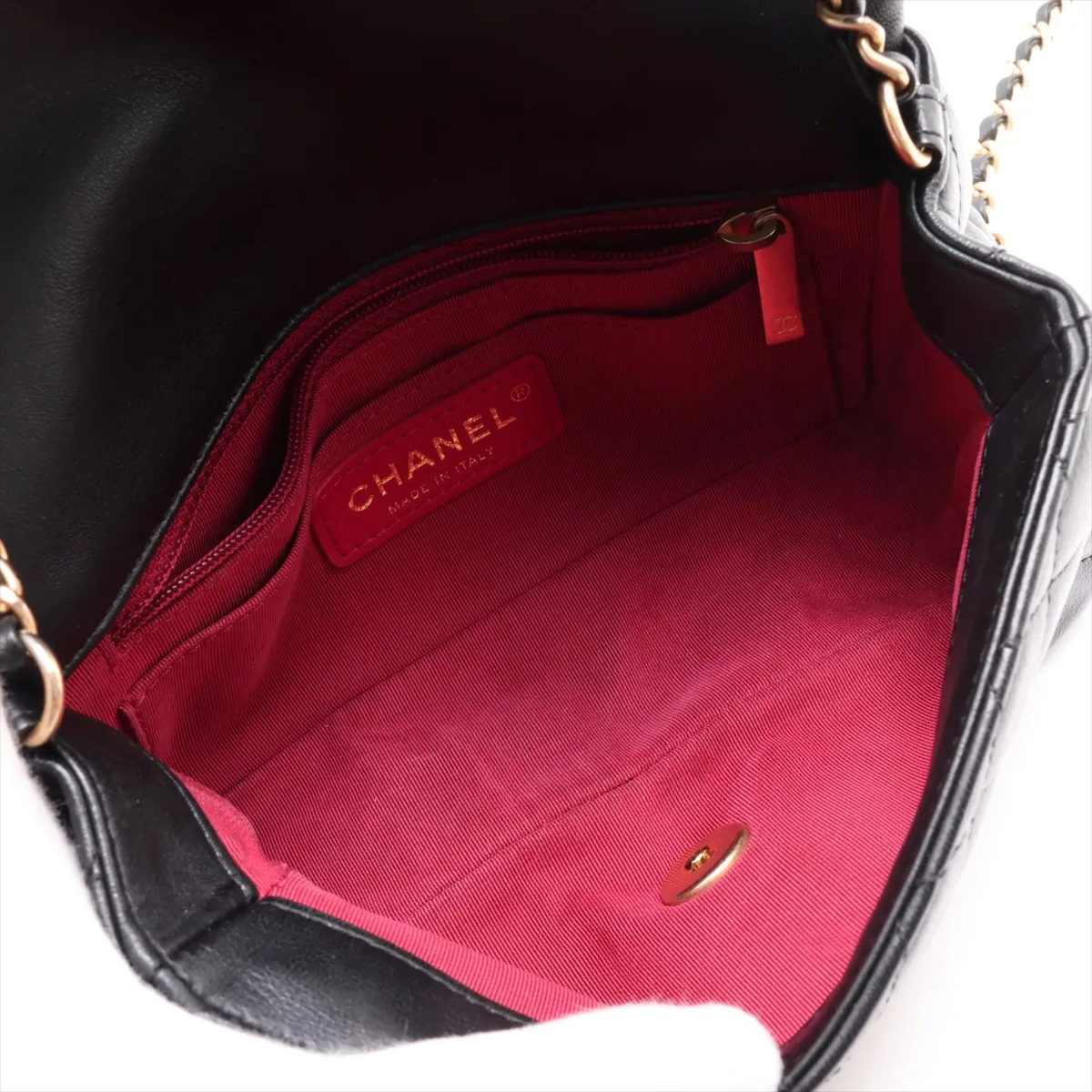 Mini Matelassé Lambskin Single Flap Single Chain Bag, Black with Gold Hardware, 30707696 (Serial Number in the 30s) — view 6