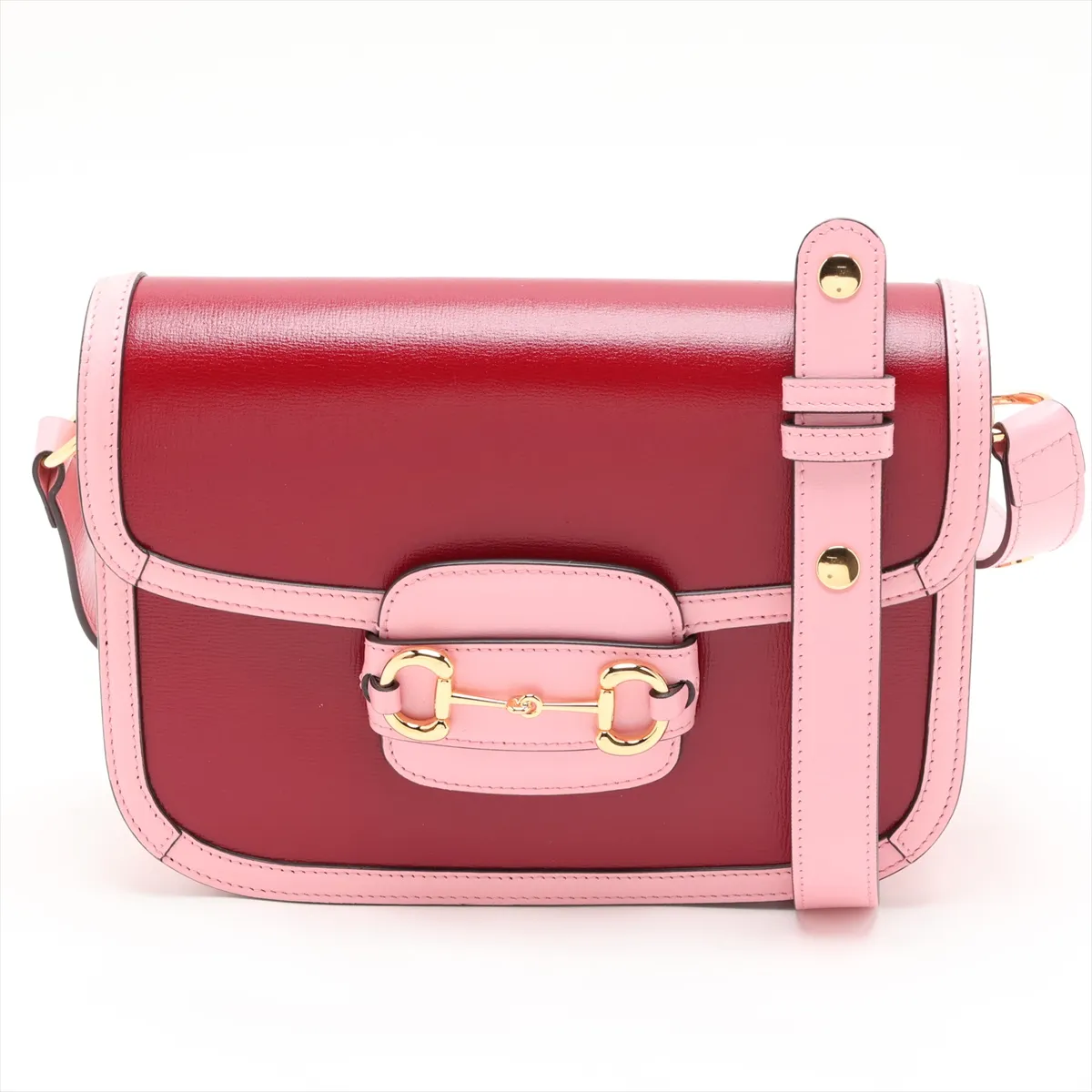 Horsebit 1955 602204 Leather Shoulder Bag Red x Pink
