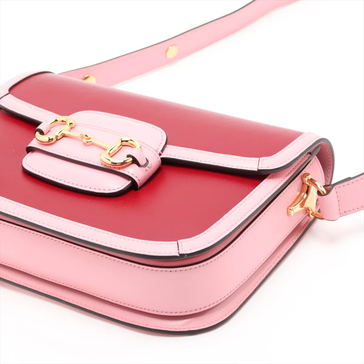 Horsebit 1955 602204 Leather Shoulder Bag Red x Pink — view 3